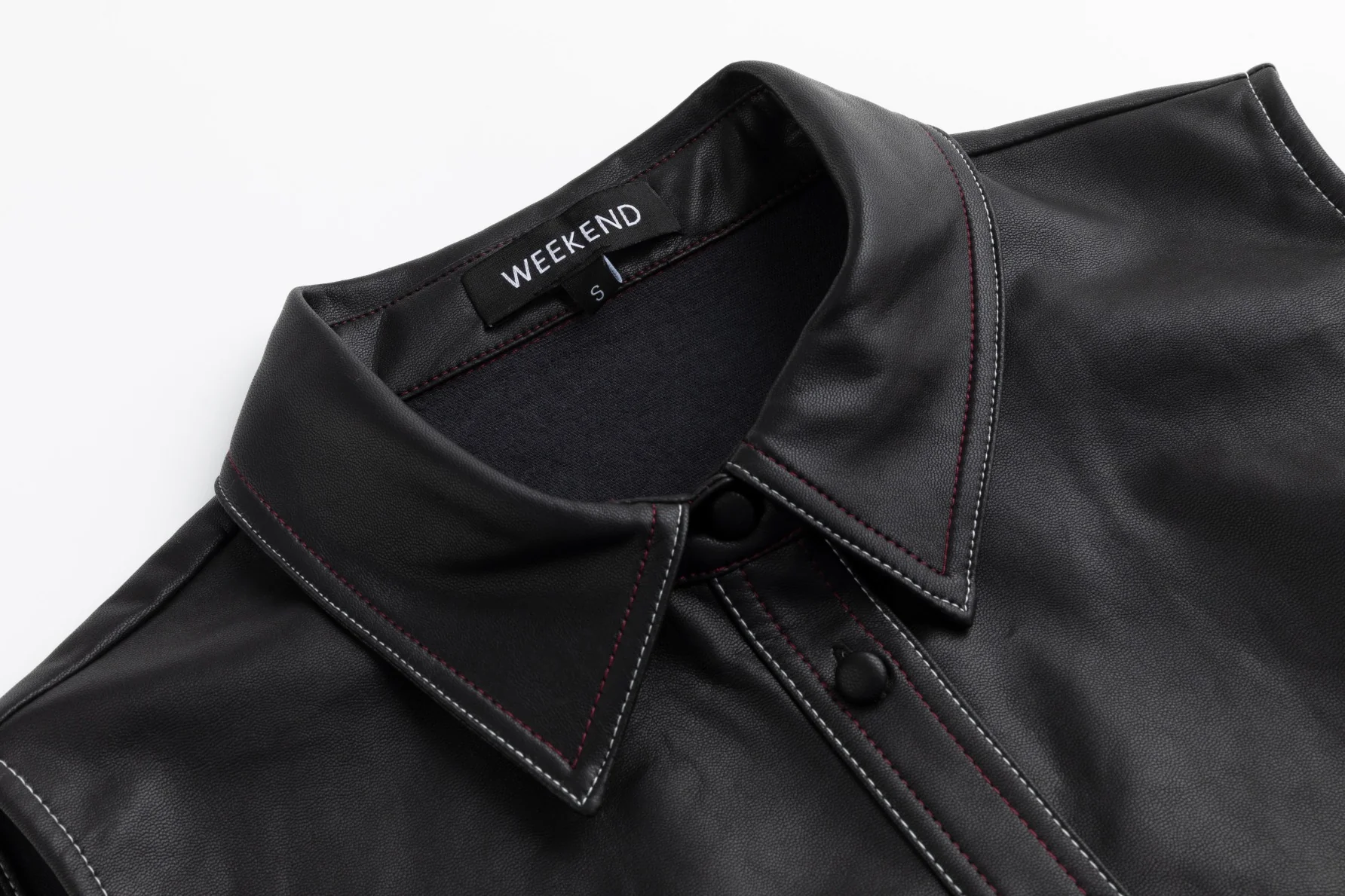 Pleated Leather Jumper - Black - Image 4