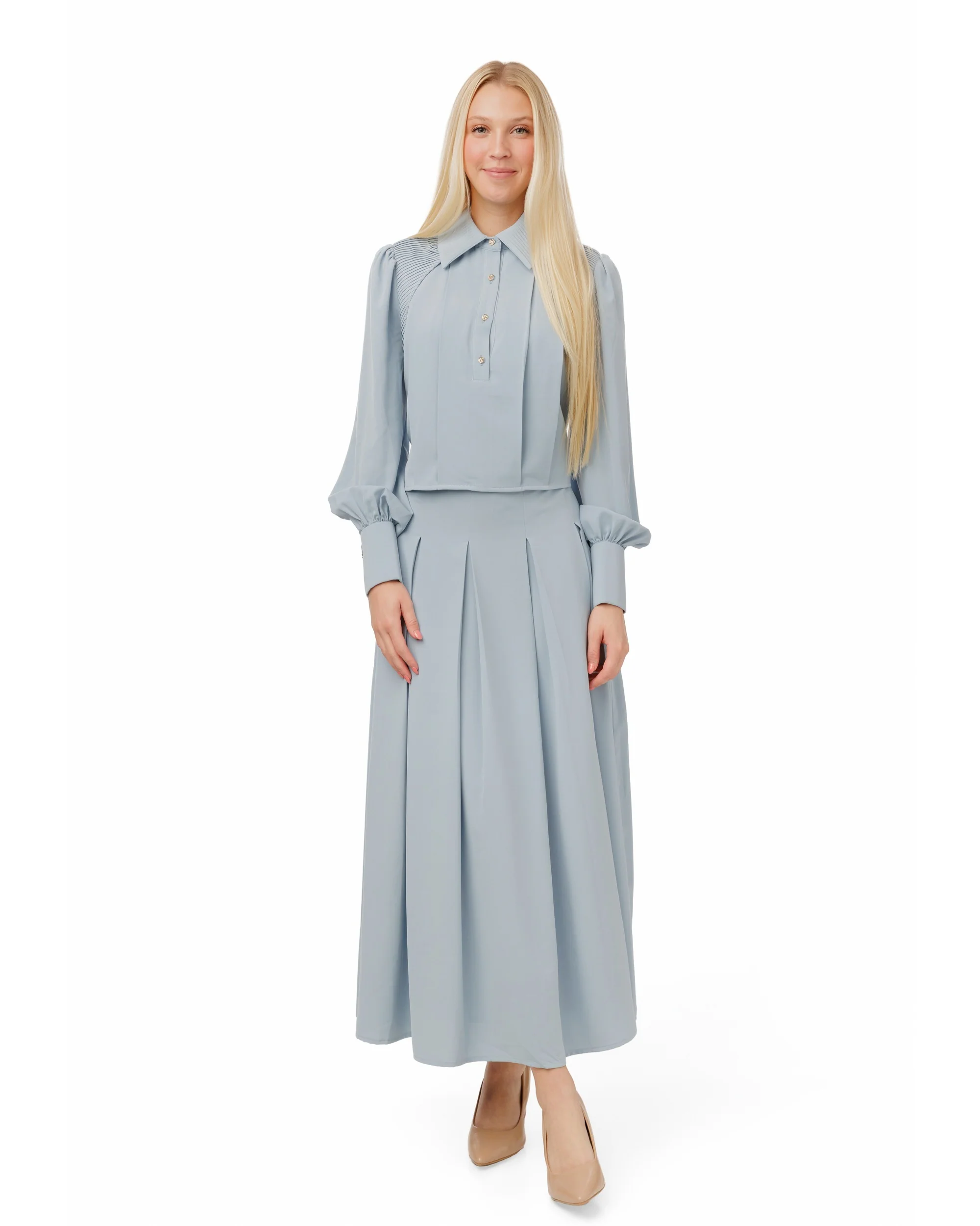 Pleated Skirt - Blue - Image 2