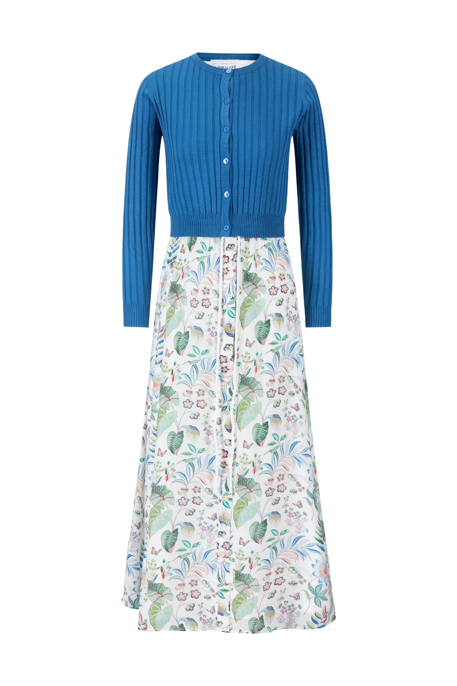 Printed Drawstring Jumper With Cardigan - Image 2