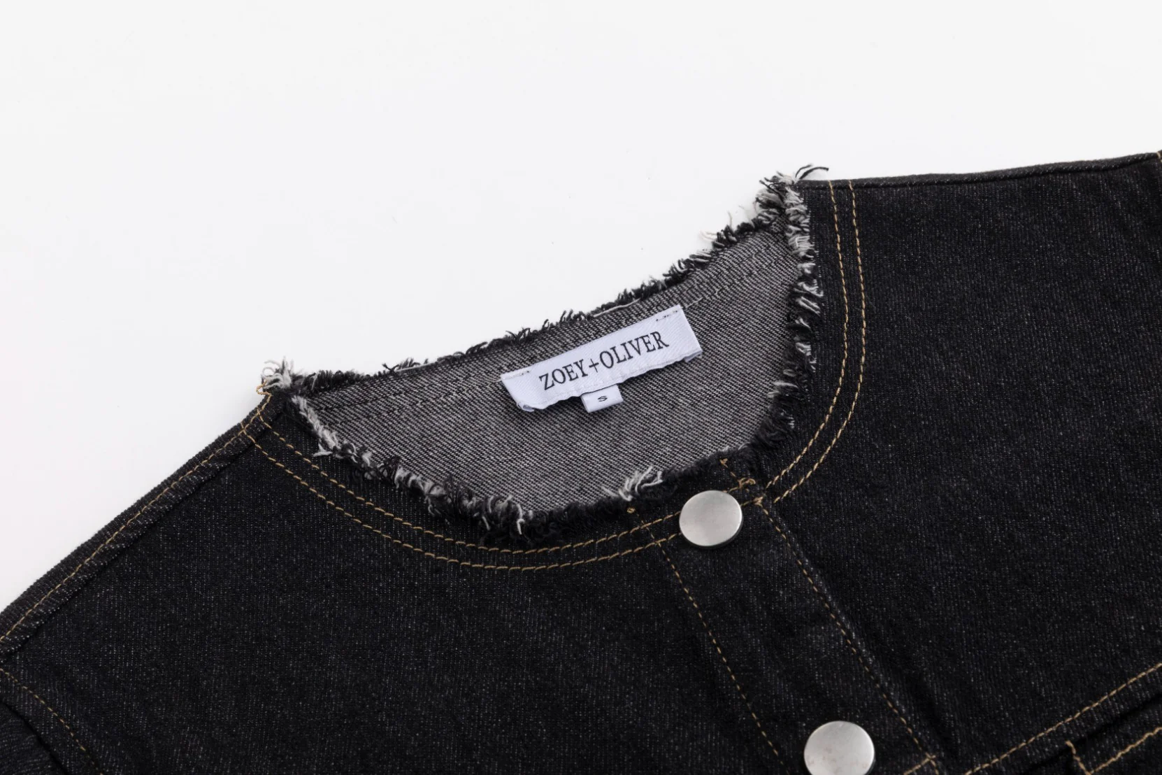 Ragged Edge Multi Pocket Denim Dress - Black - Image 3