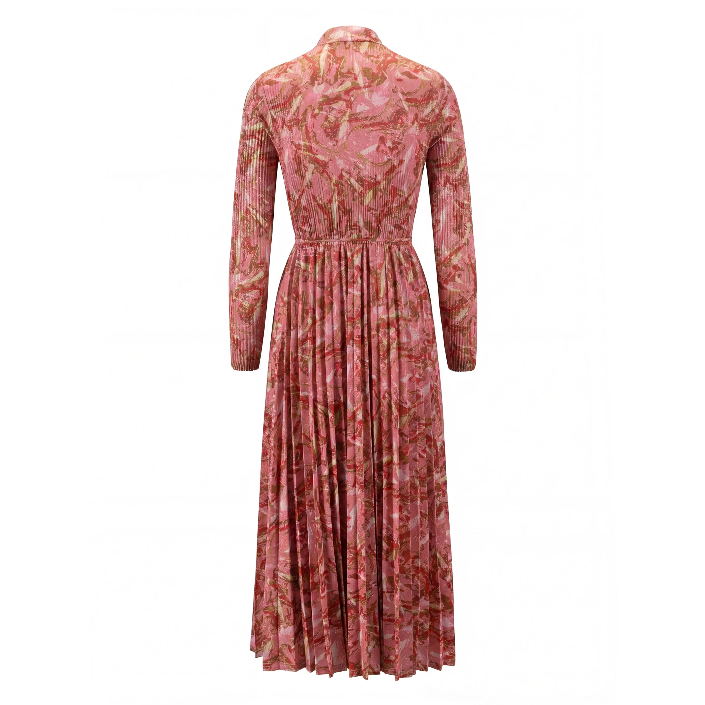 Red And Pink Print Accordion Dress - Image 4
