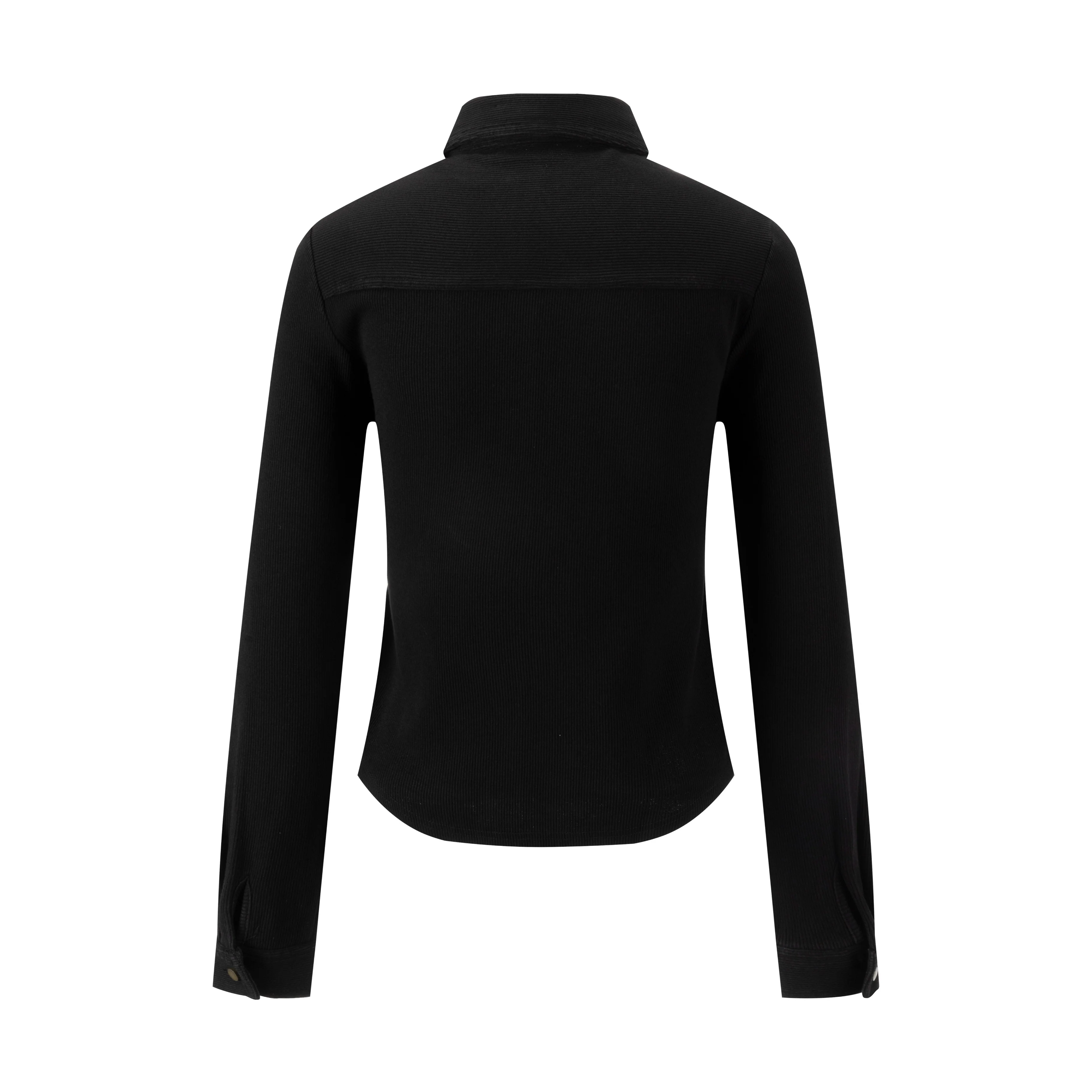 Ribbed Denim Shirt - Black - Image 3