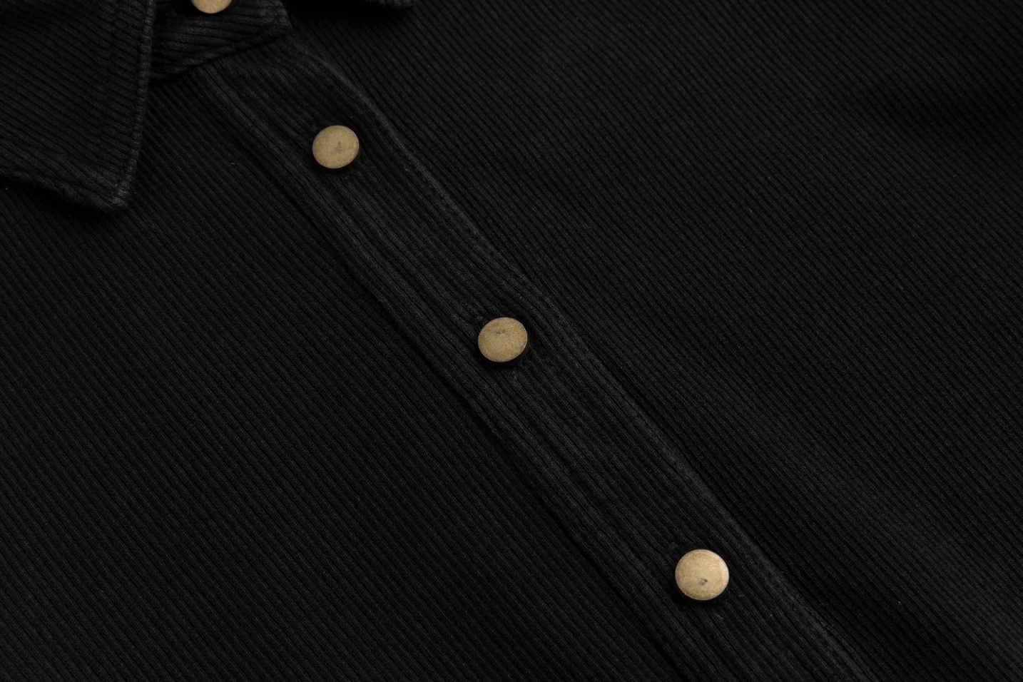 Ribbed Denim Shirt - Black - Image 5