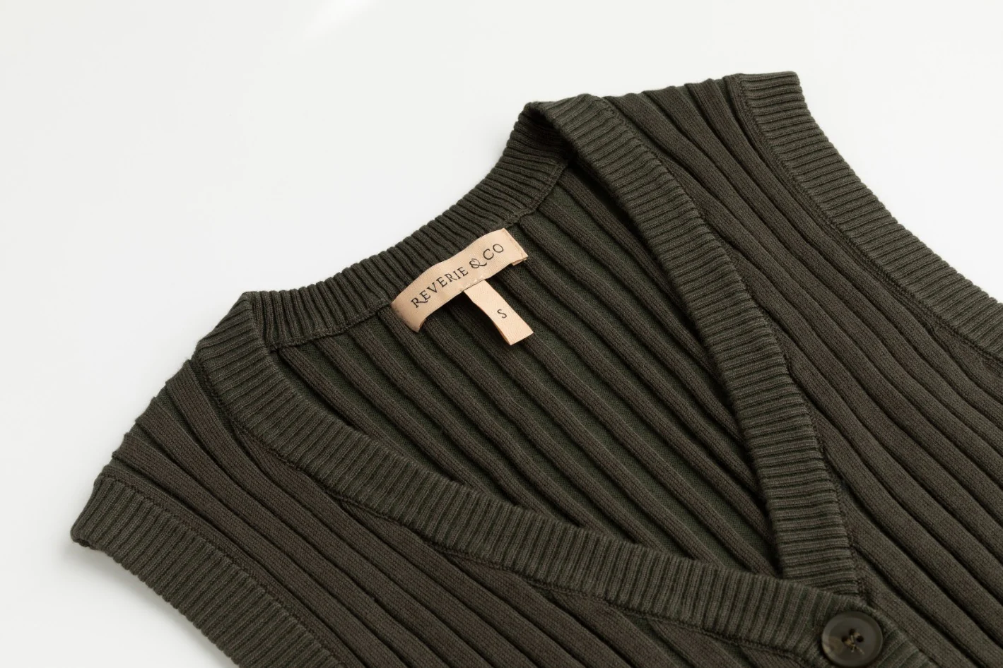 Ribbed Vest Wooden Buttons - Sage - Image 3