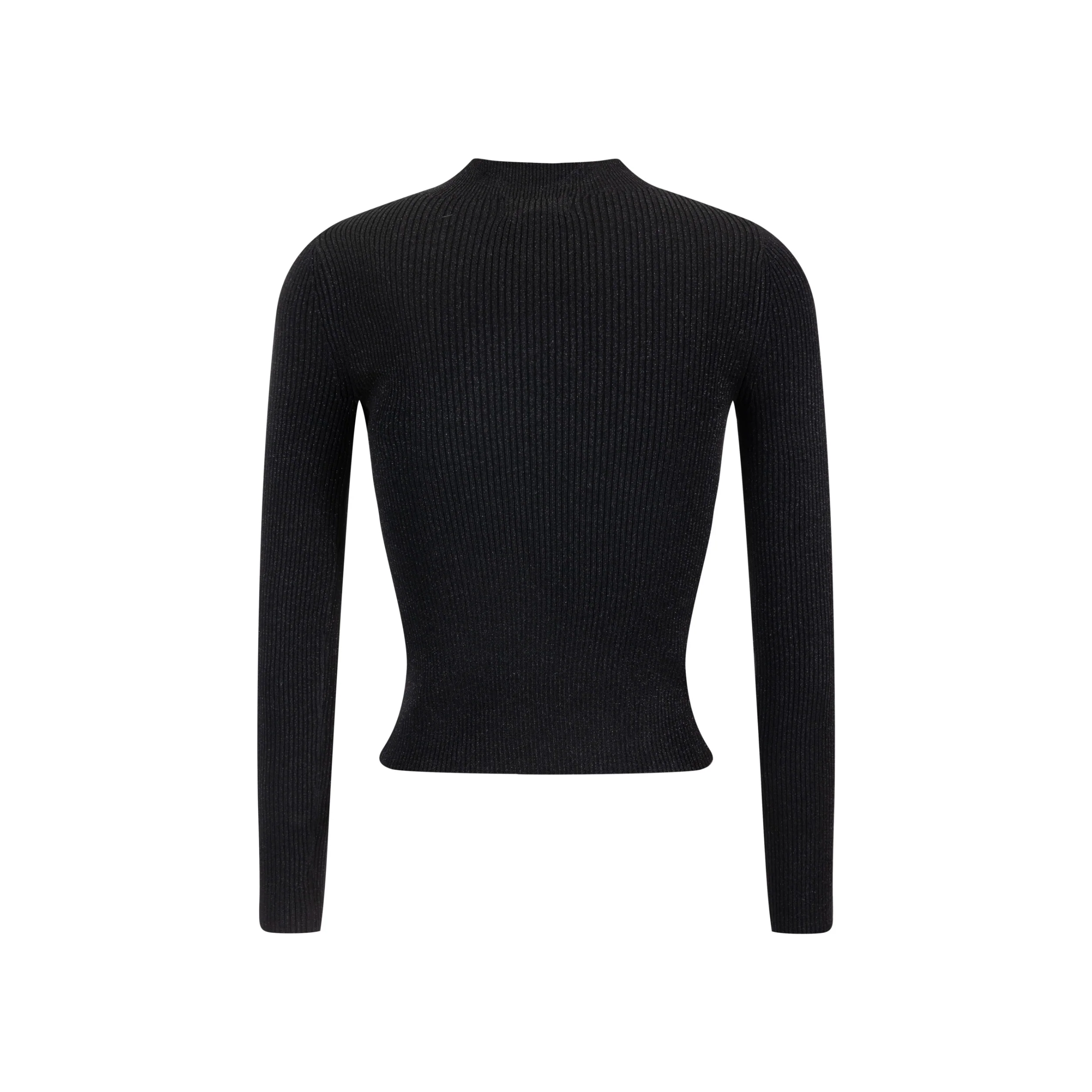 Shimmery Mock Neck Top - Black - Image 2