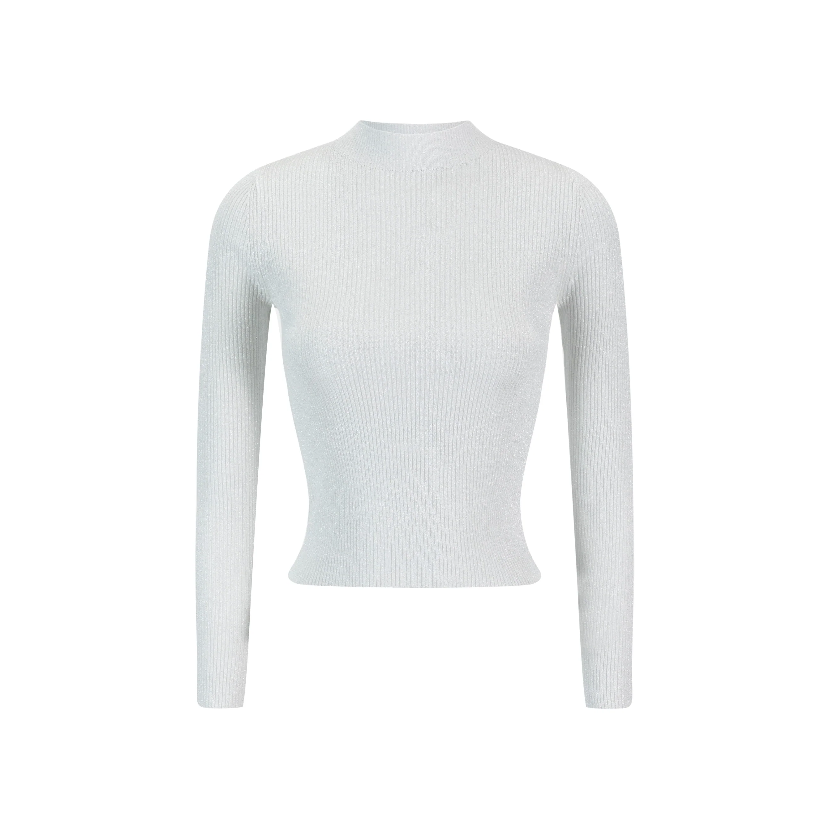 Shimmery Mock Neck Top - Silver - Image 2