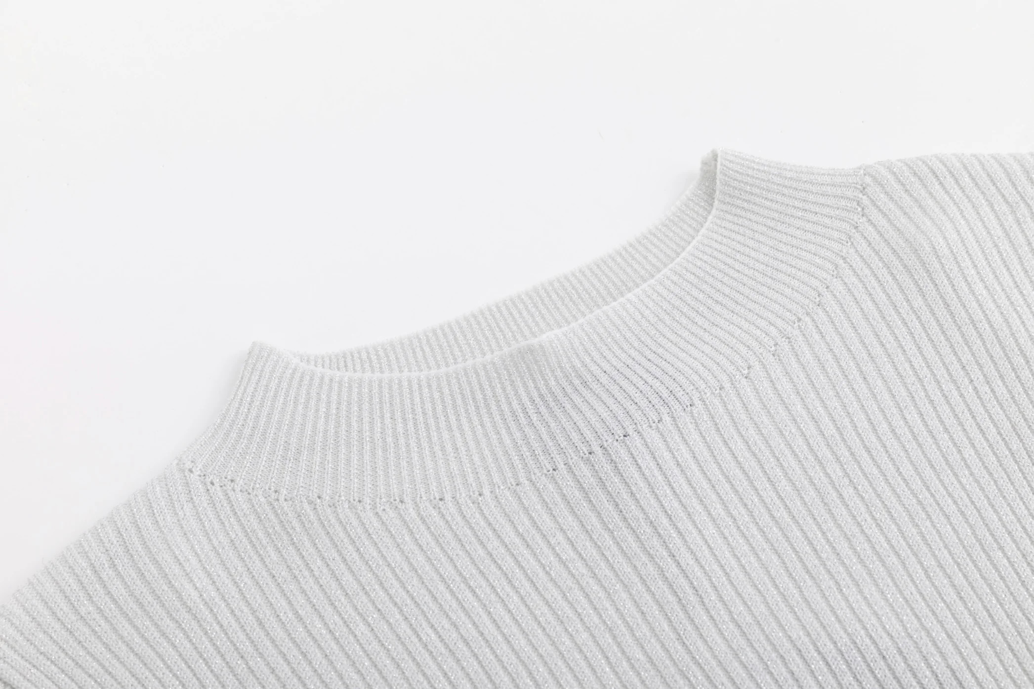 Shimmery Mock Neck Top - Silver - Image 6
