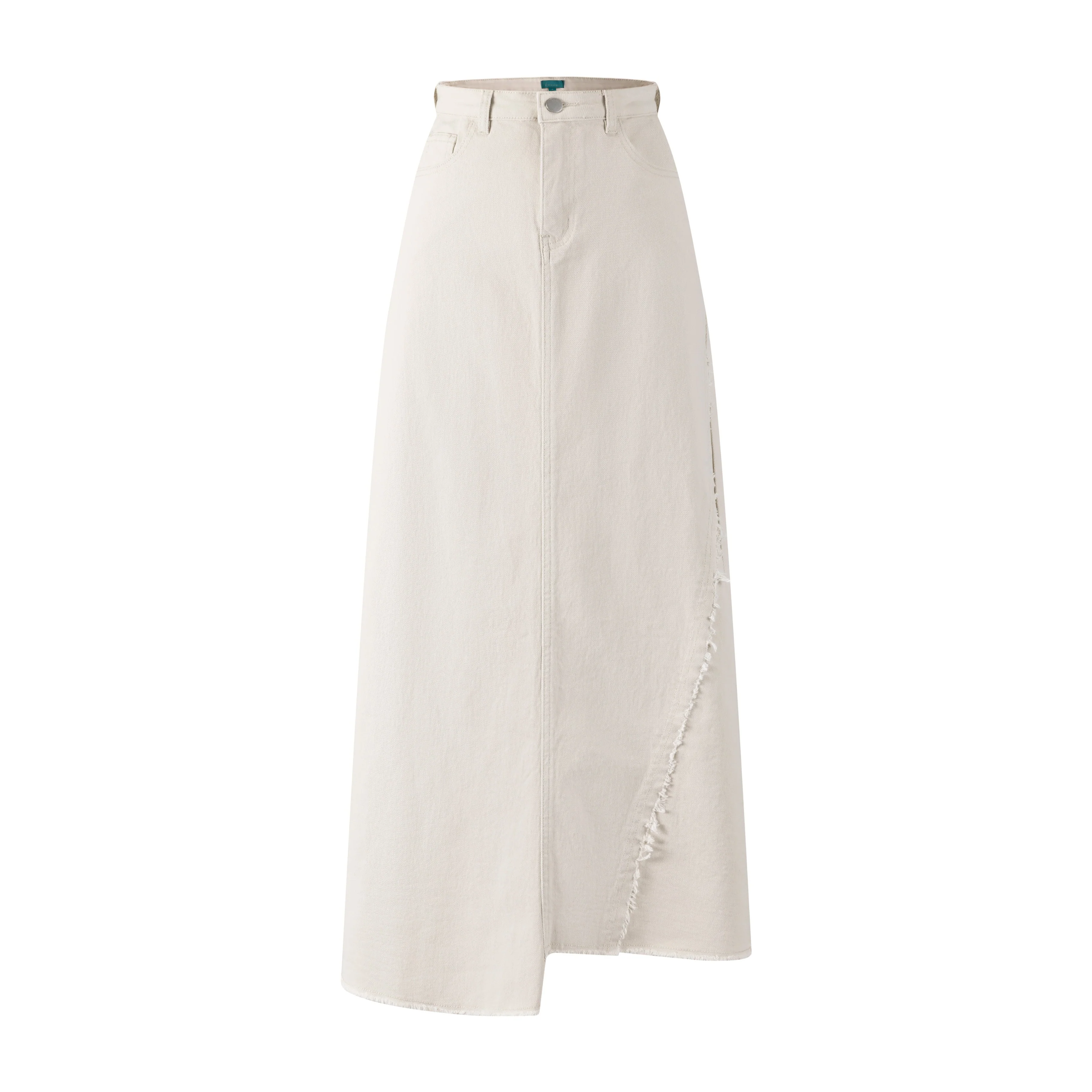 Side Frayed Denim Skirt - Black Denim - Image 2