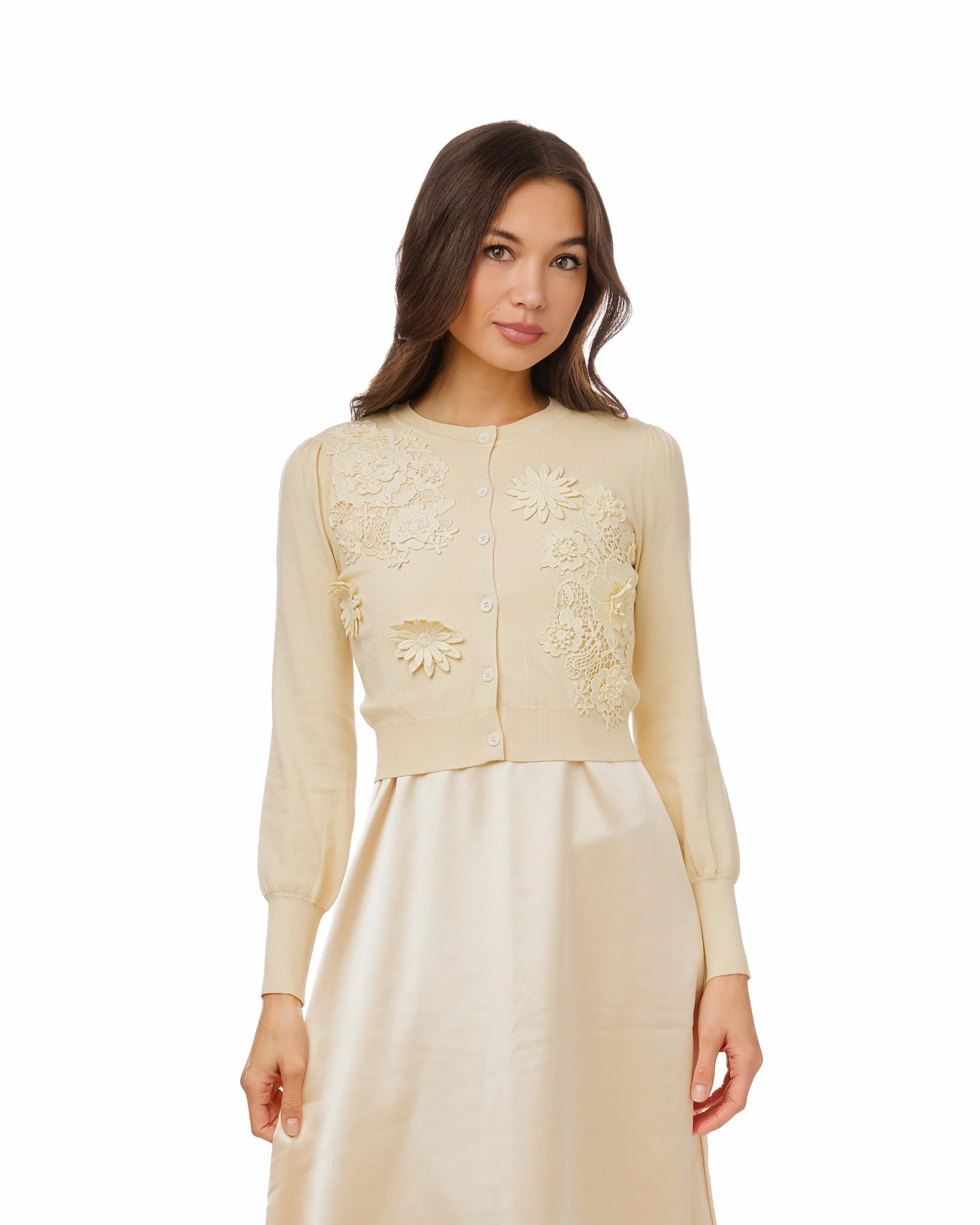 Slip Dress With Knit Cardigan - Pale Yellow - Image 4