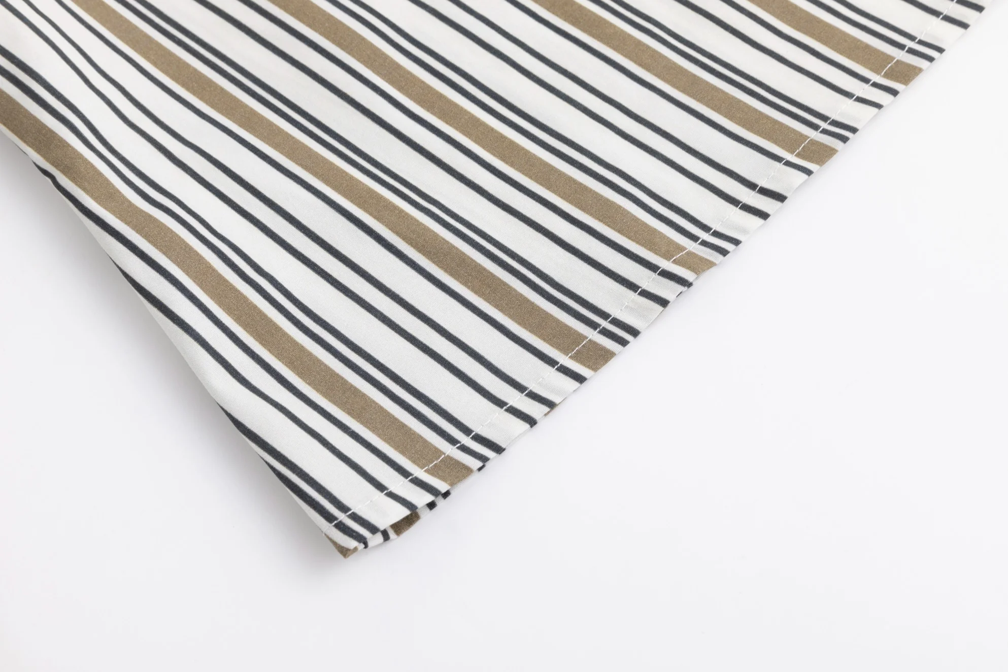 Solid Collar Striped Blouse -Sand - Image 5