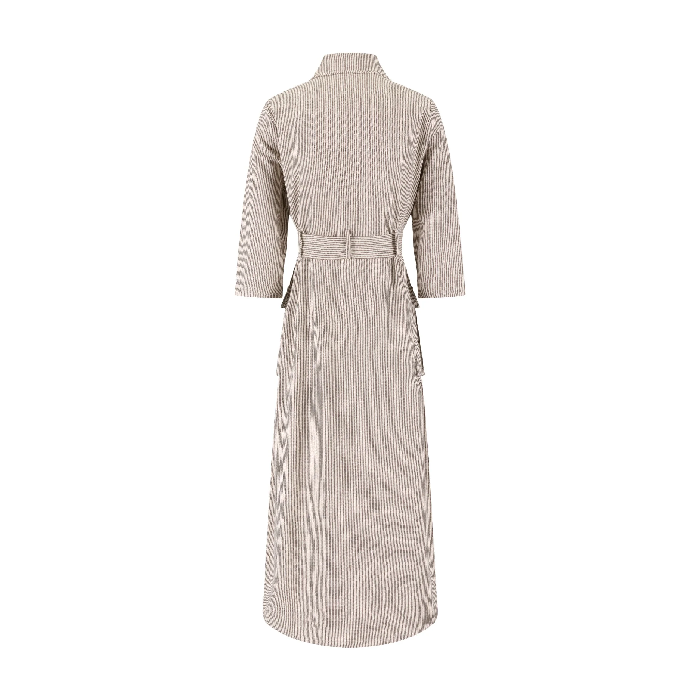 Stripe Pocket Dress - Rust And White - Image 3