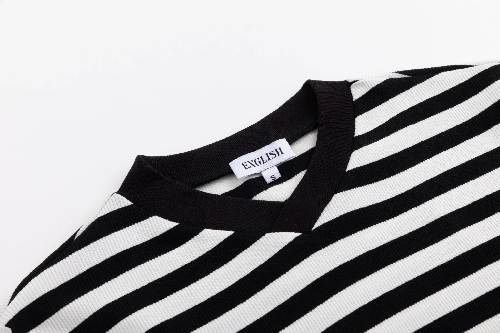 Striped V-Neck Top - Black - Image 6