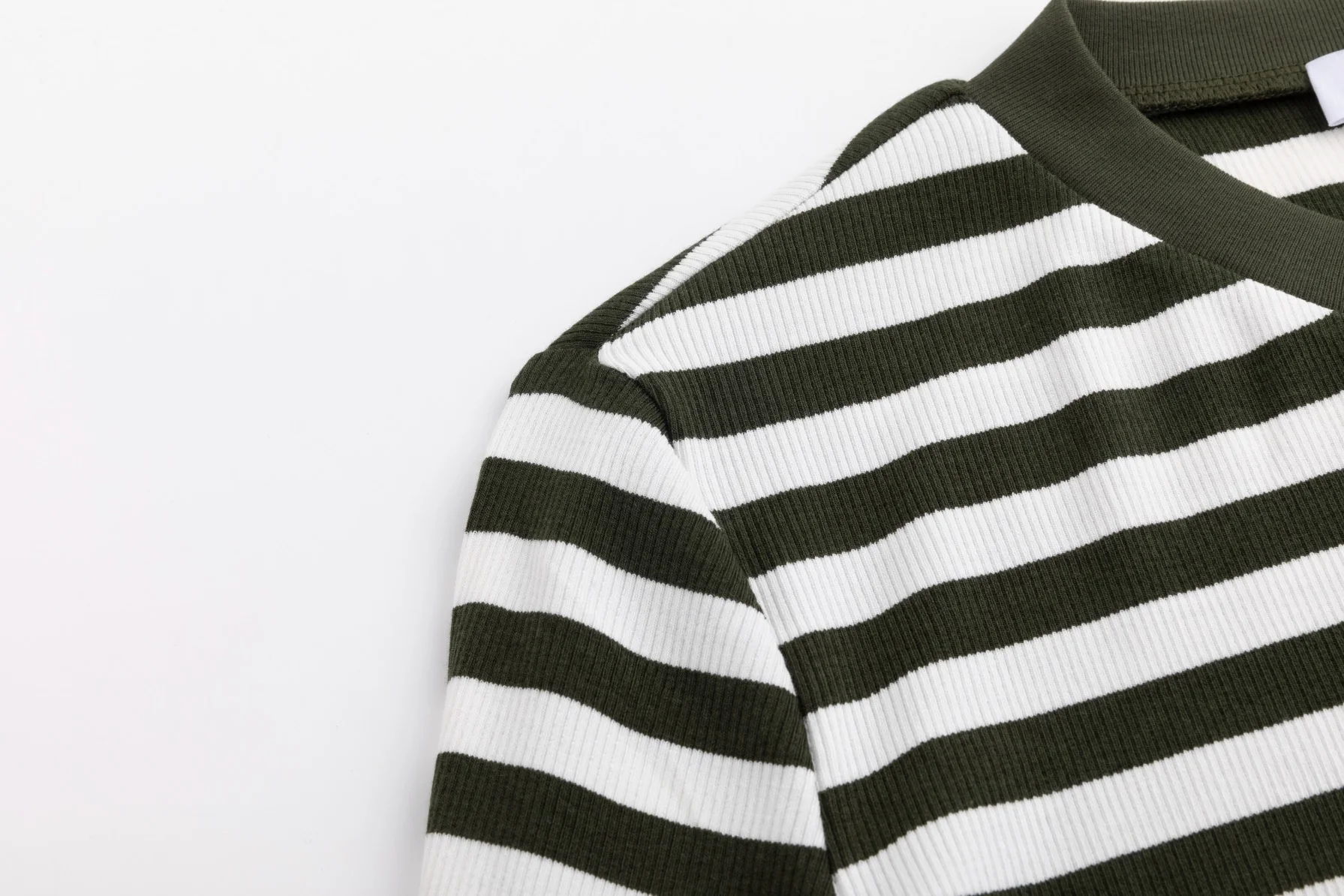 Striped V-Neck Top - Green - Image 5