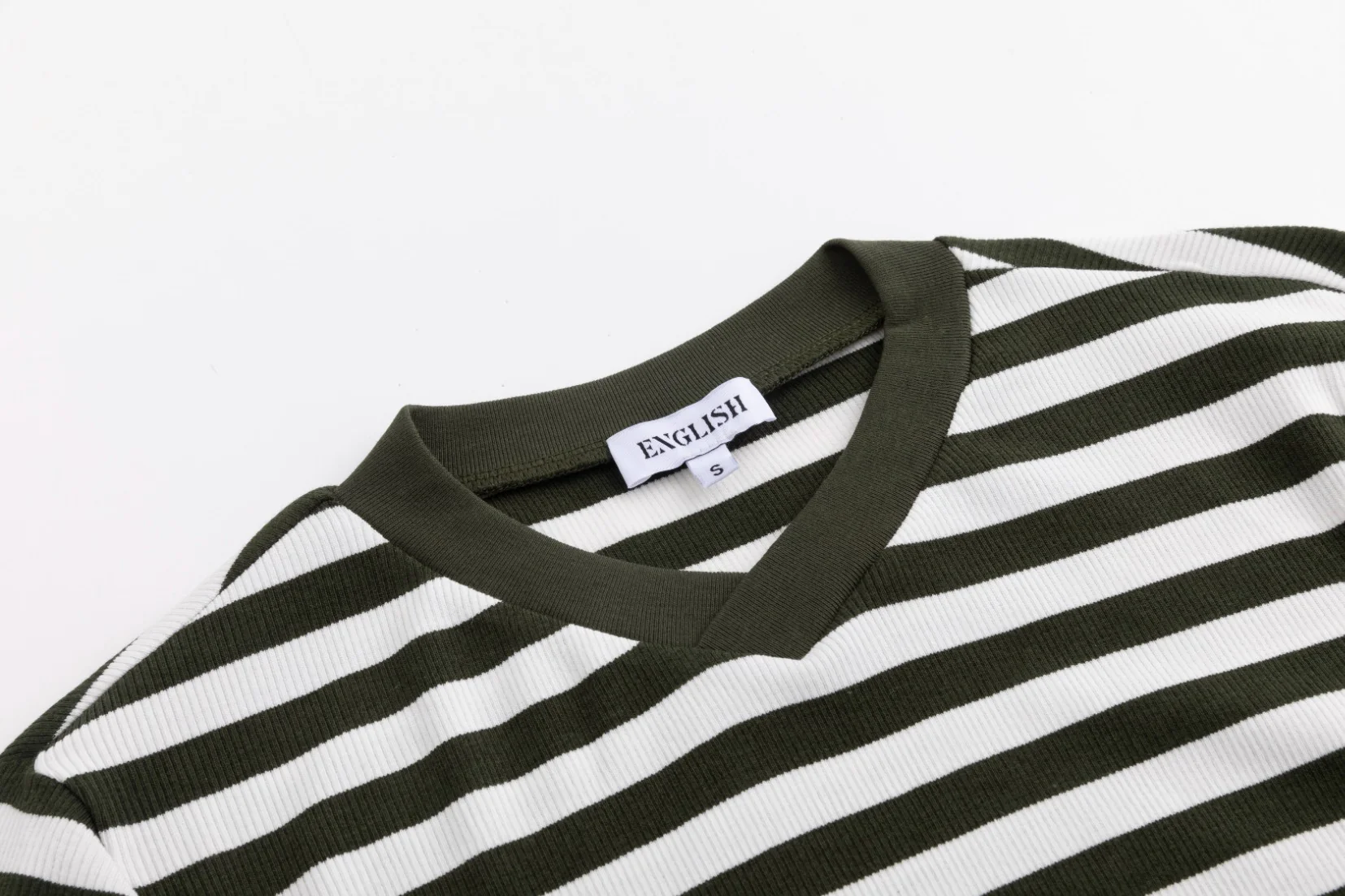 Striped V-Neck Top - Green - Image 6