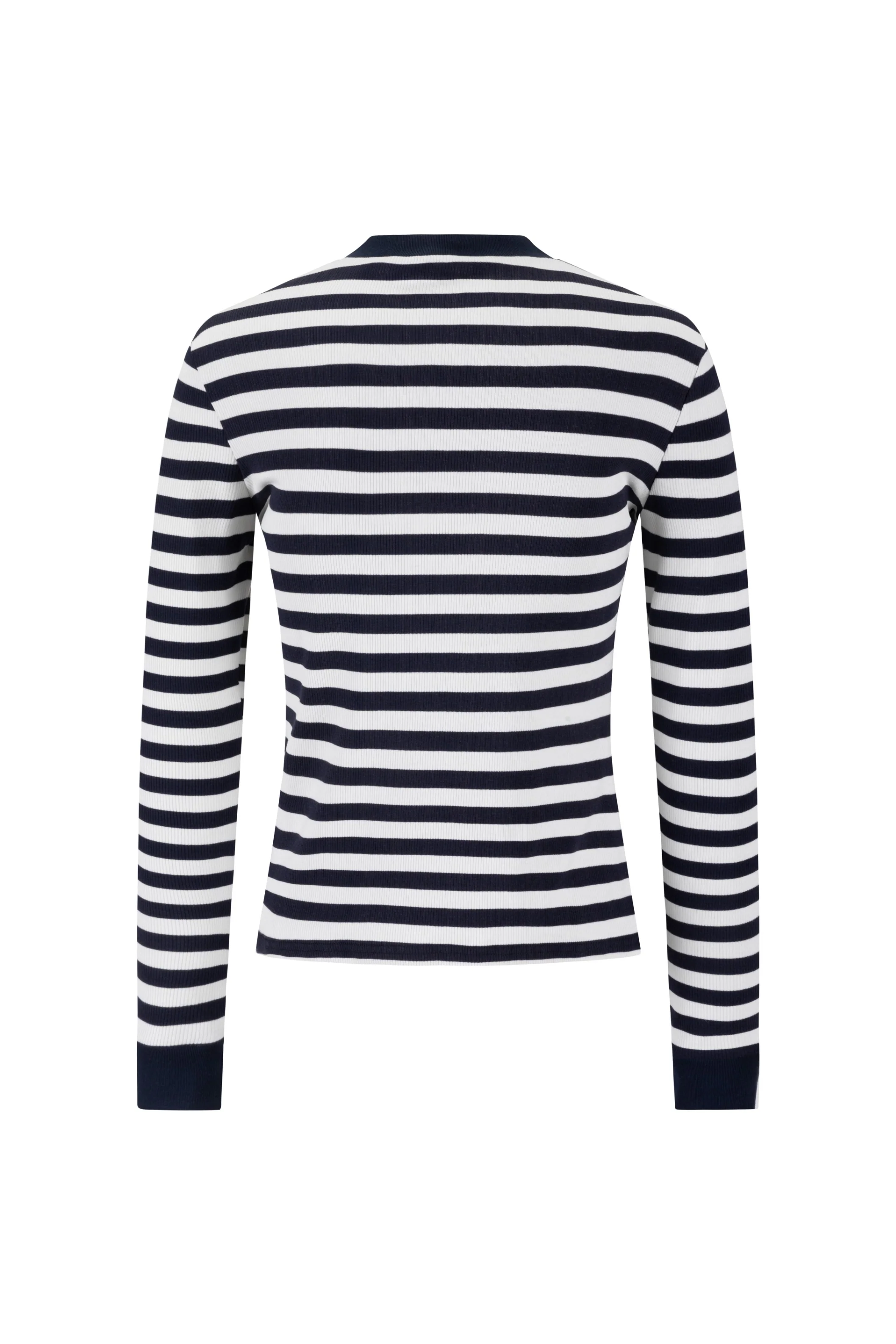 Striped V-Neck Top - Navy - Image 3