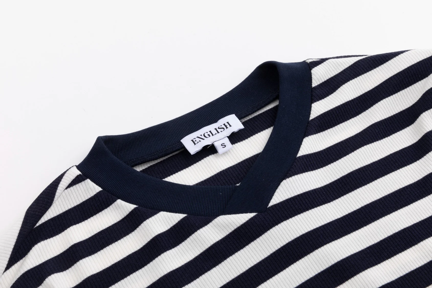 Striped V-Neck Top - Navy - Image 6