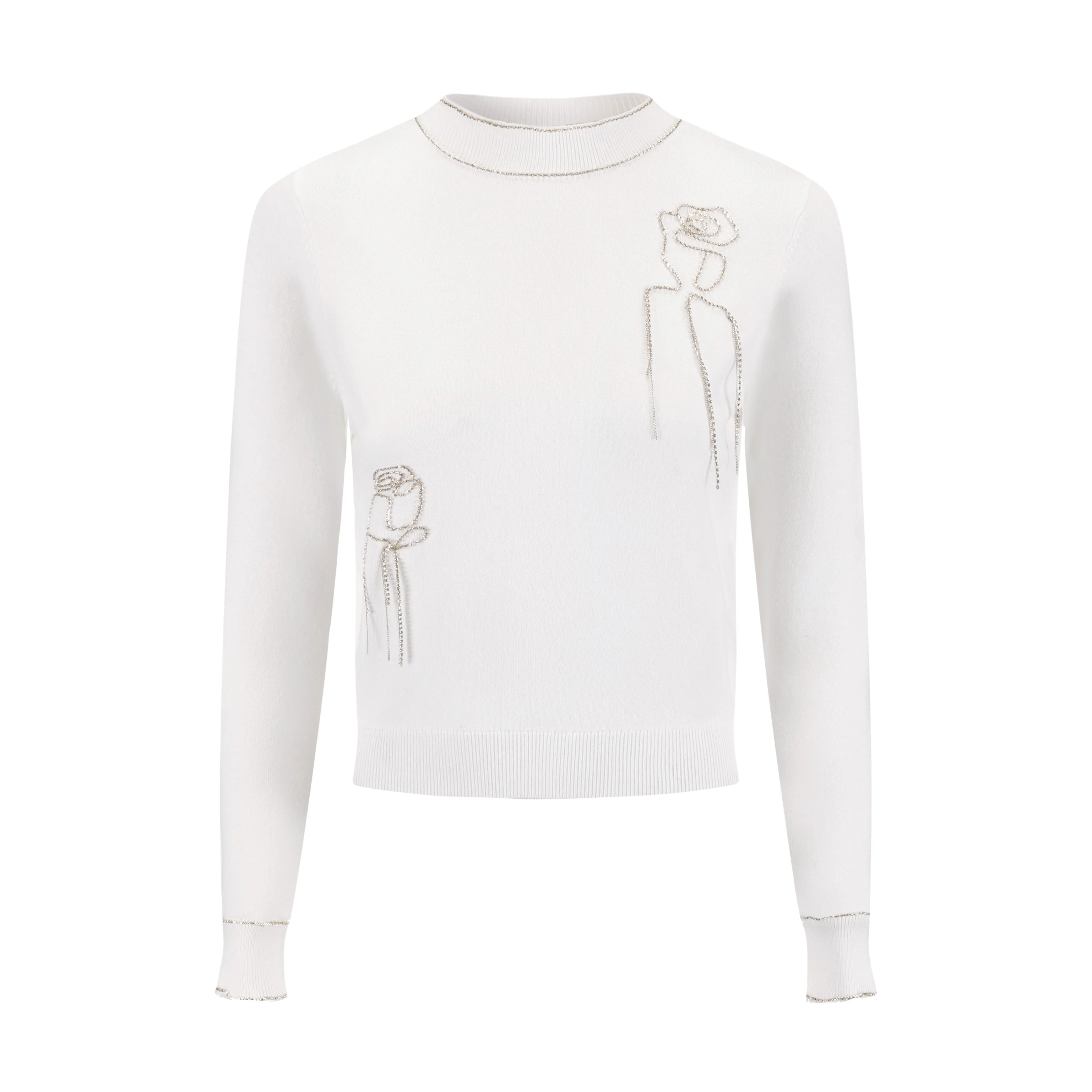Sweater With Diamond Flower - White - Image 2