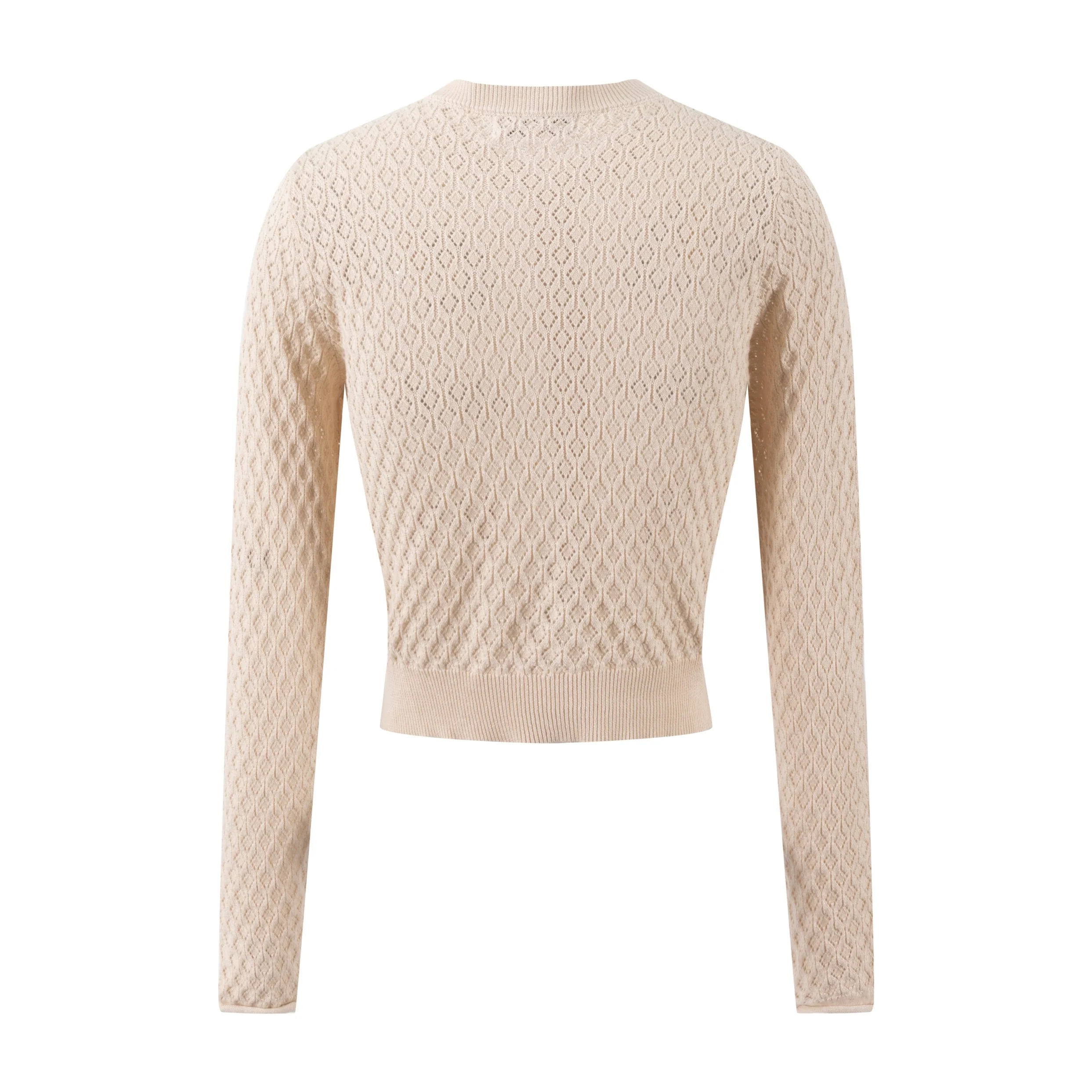 Tan Knit Textured Cardigan With Embroidered Flowers - Image 4