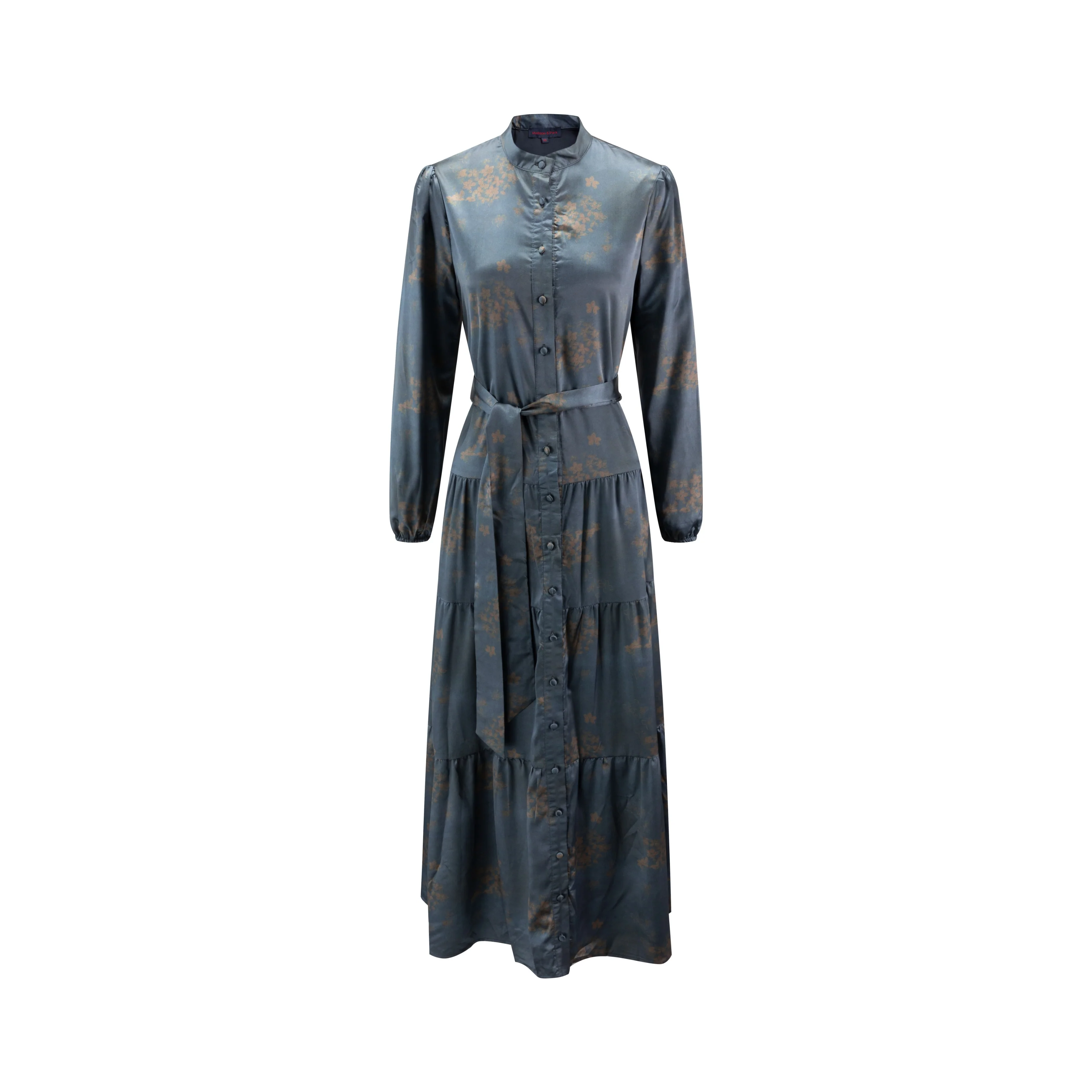 Teal Yellow Abstract Flower Printed Layer Dress - Image 2
