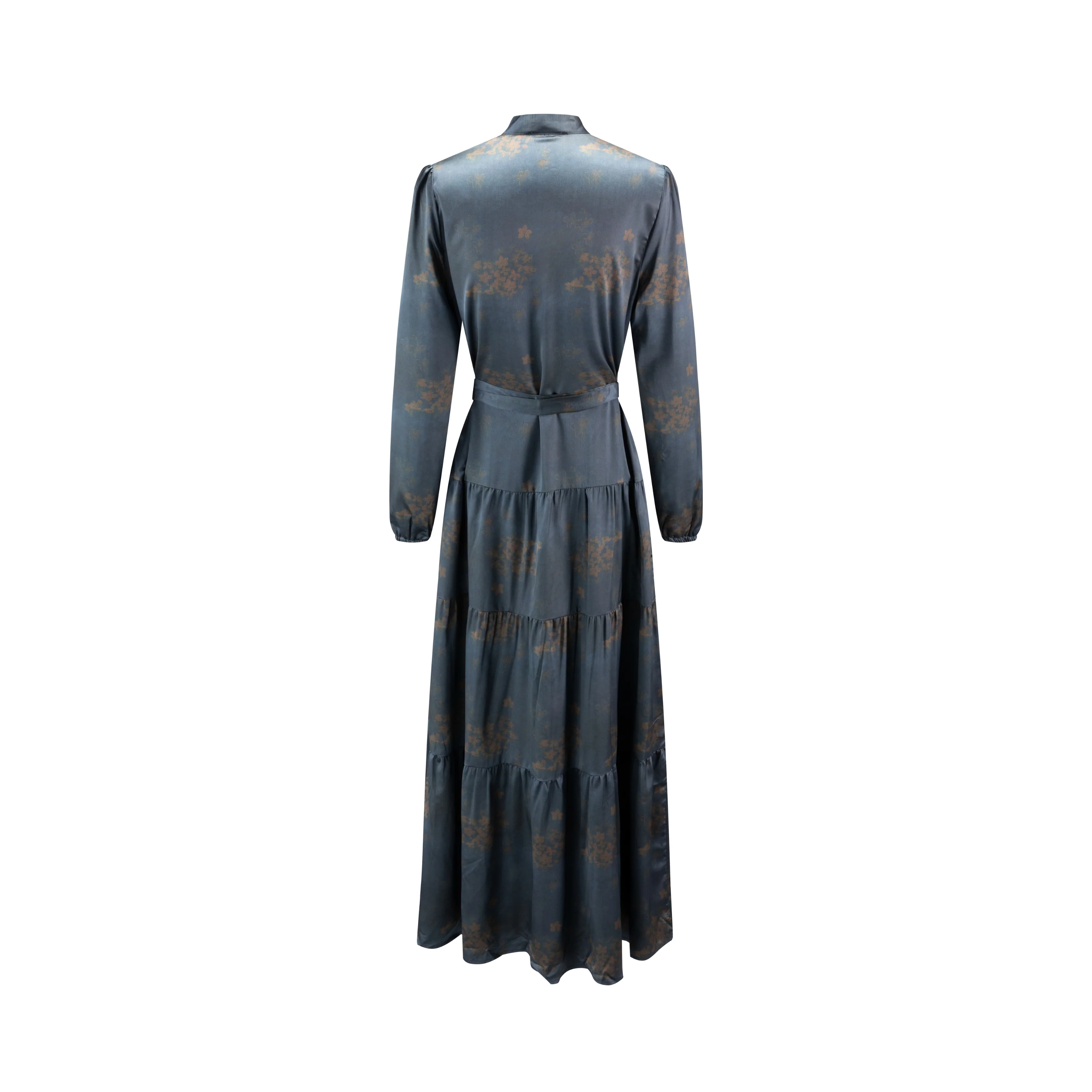 Teal Yellow Abstract Flower Printed Layer Dress - Image 3