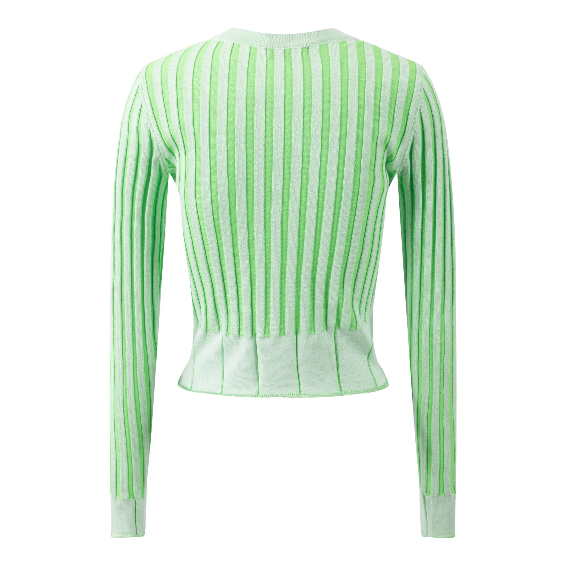 Textured Stripes Knit Top - Green - Image 3