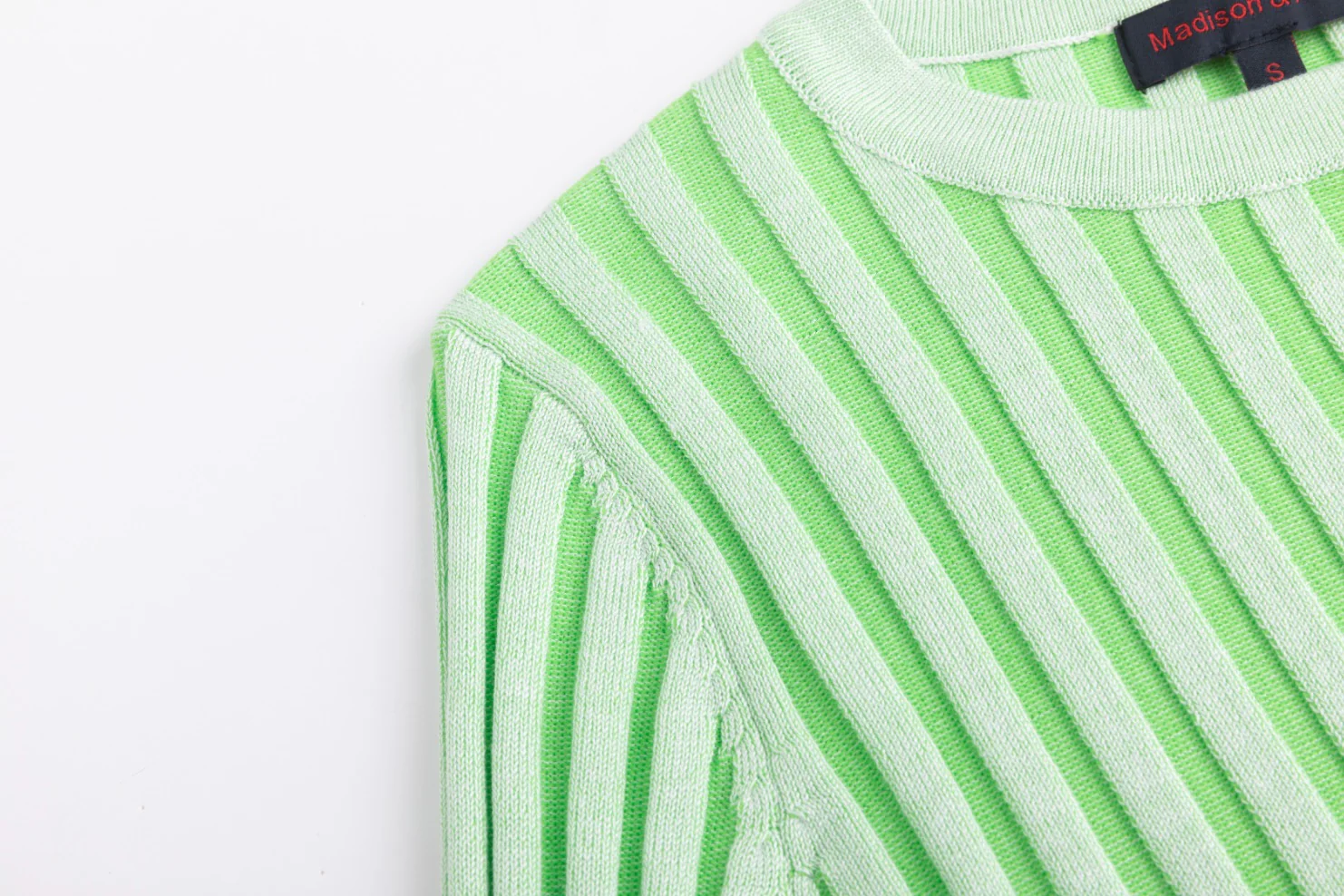 Textured Stripes Knit Top - Green - Image 4