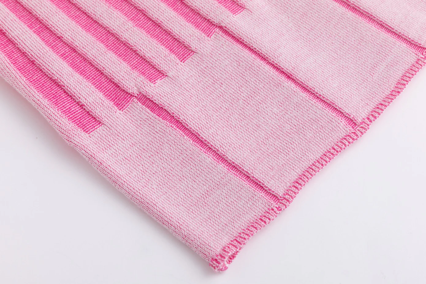 Textured Stripes Knit Top - Hot Pink - Image 4
