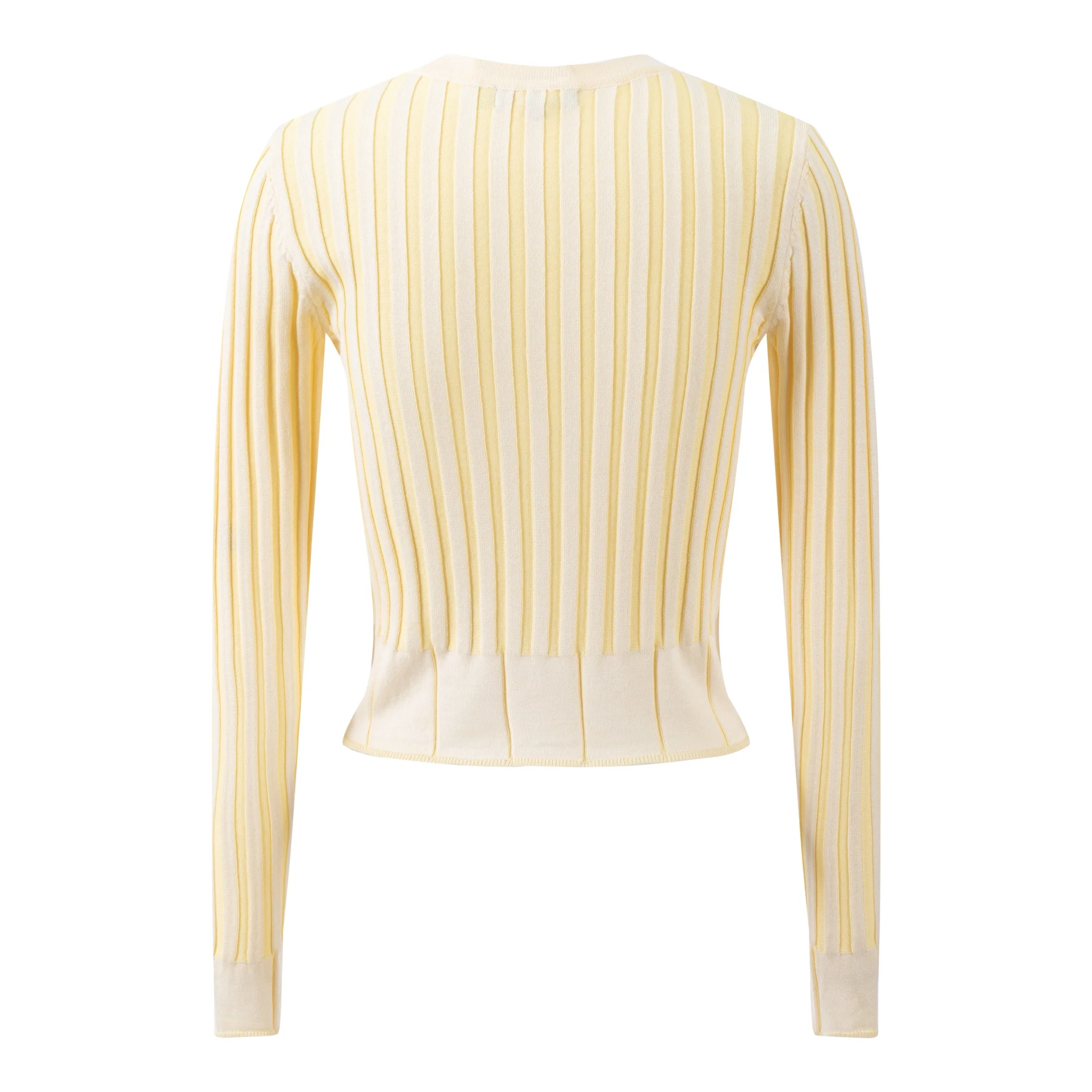 Textured Stripes Knit Top - Neon Yellow - Image 2
