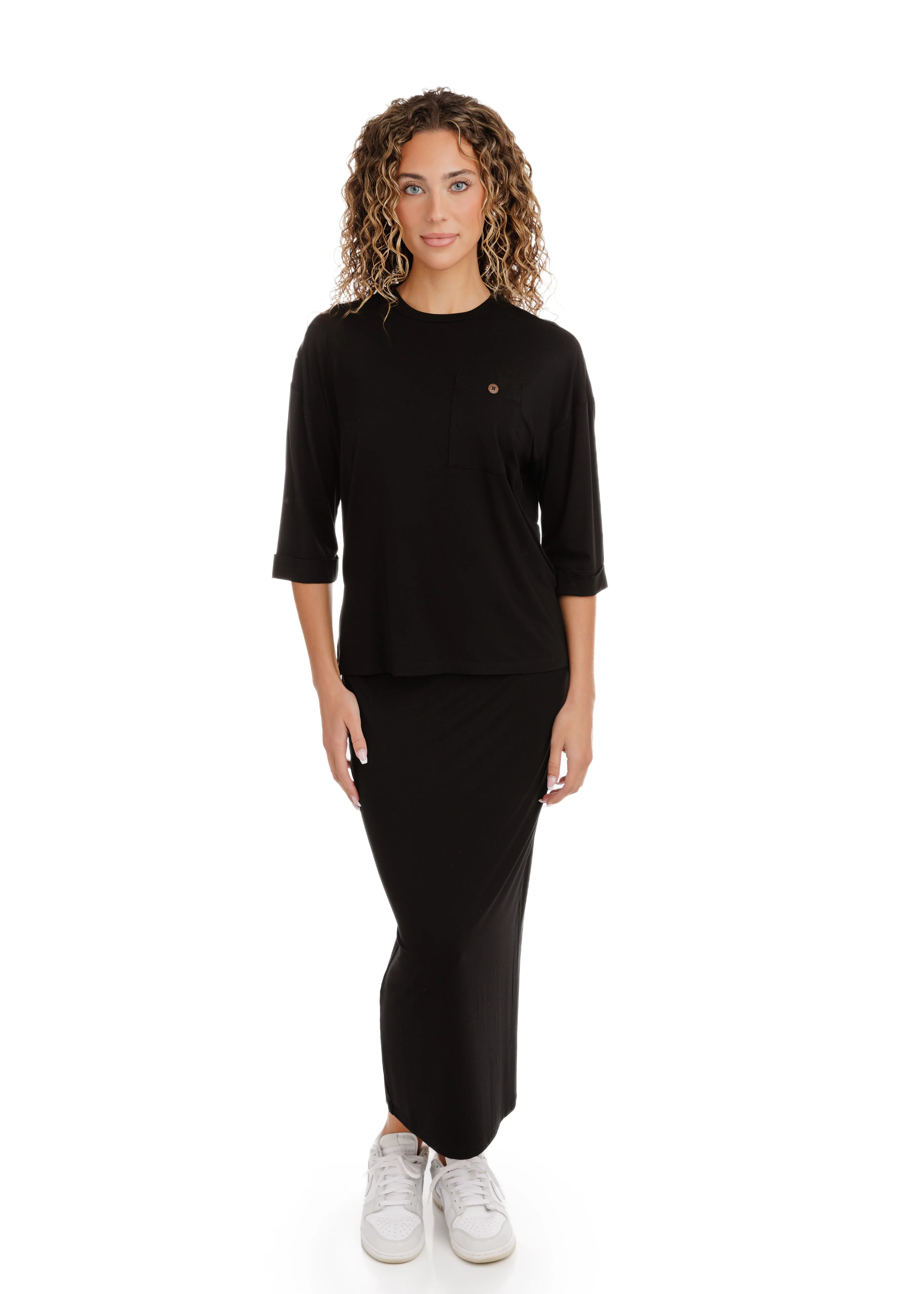 Thin Straight Skirt - Black - Image 3