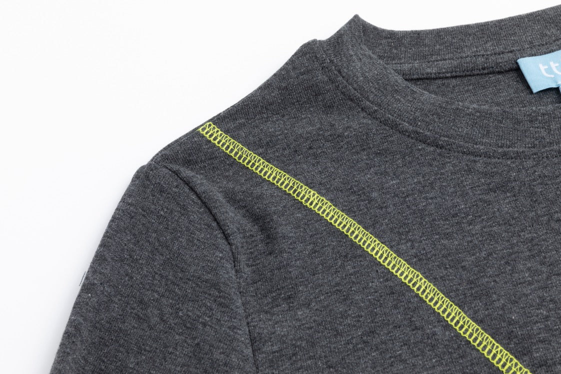 Thumbhole Criss-Cross Exposed T-Shirt - Dark Grey - Image 5