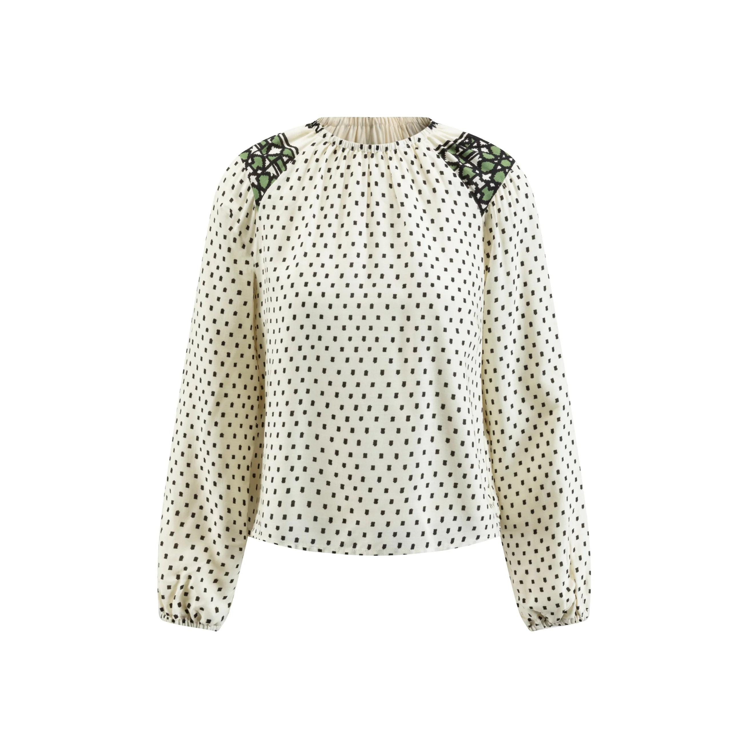 White Base Green Geometric Print Top - Image 2