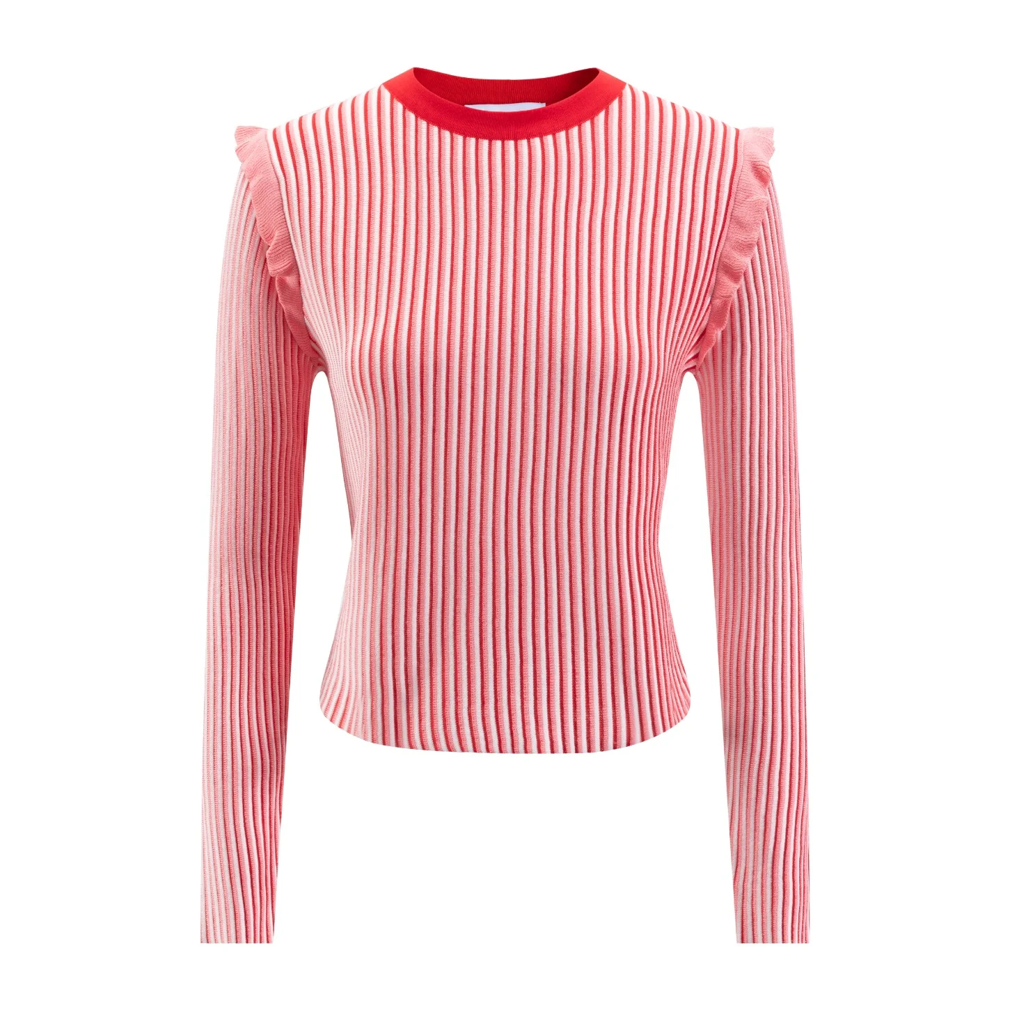 Pink And White Ribbed Knit Sweater - Image 2