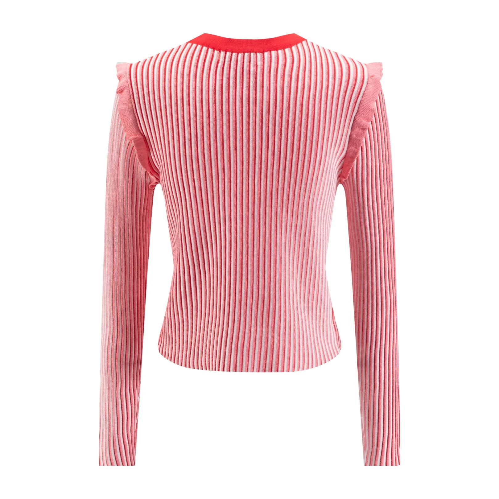 Pink And White Ribbed Knit Sweater - Image 3