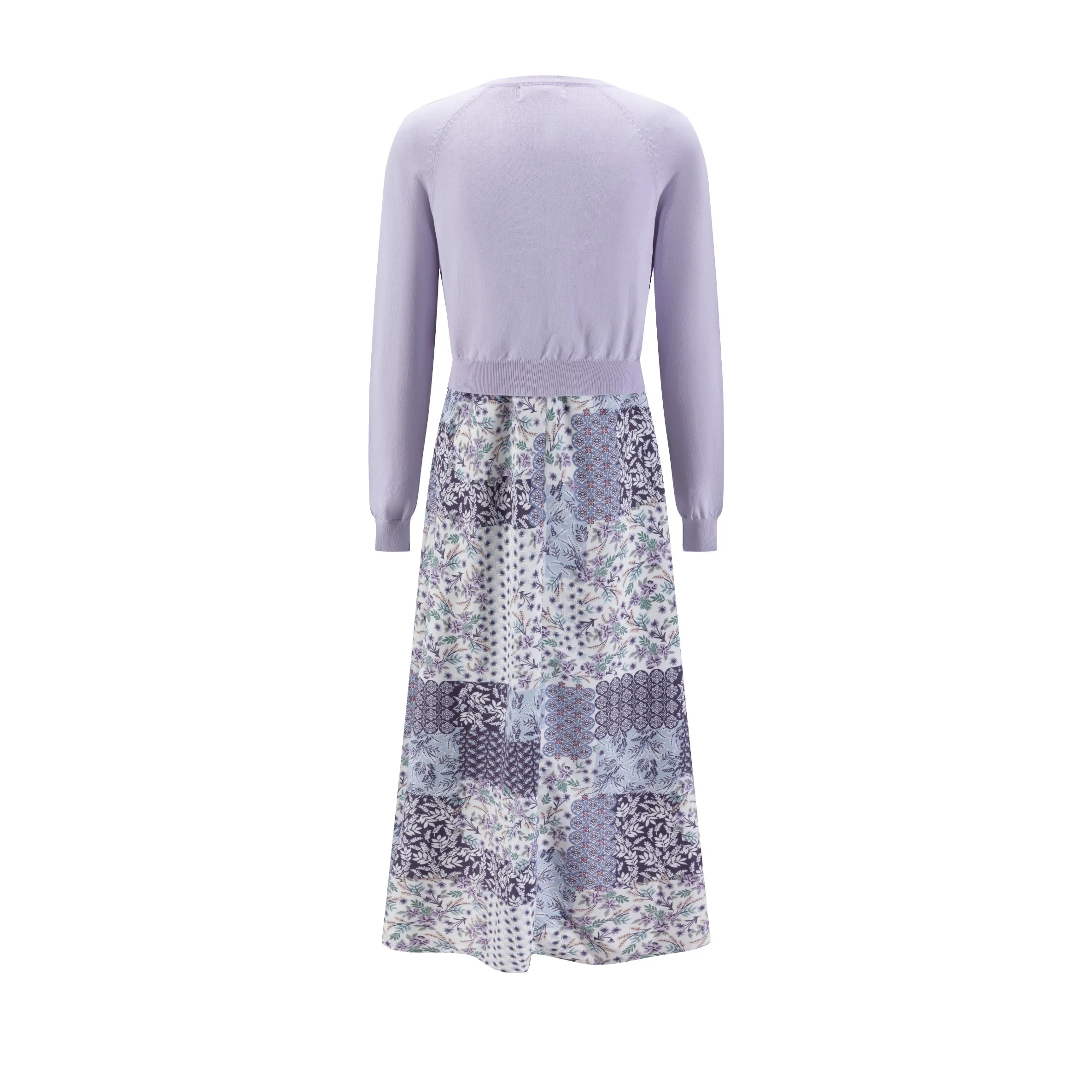 White And Purple Printed Jumper And Purple Knit Overlay - Image 3
