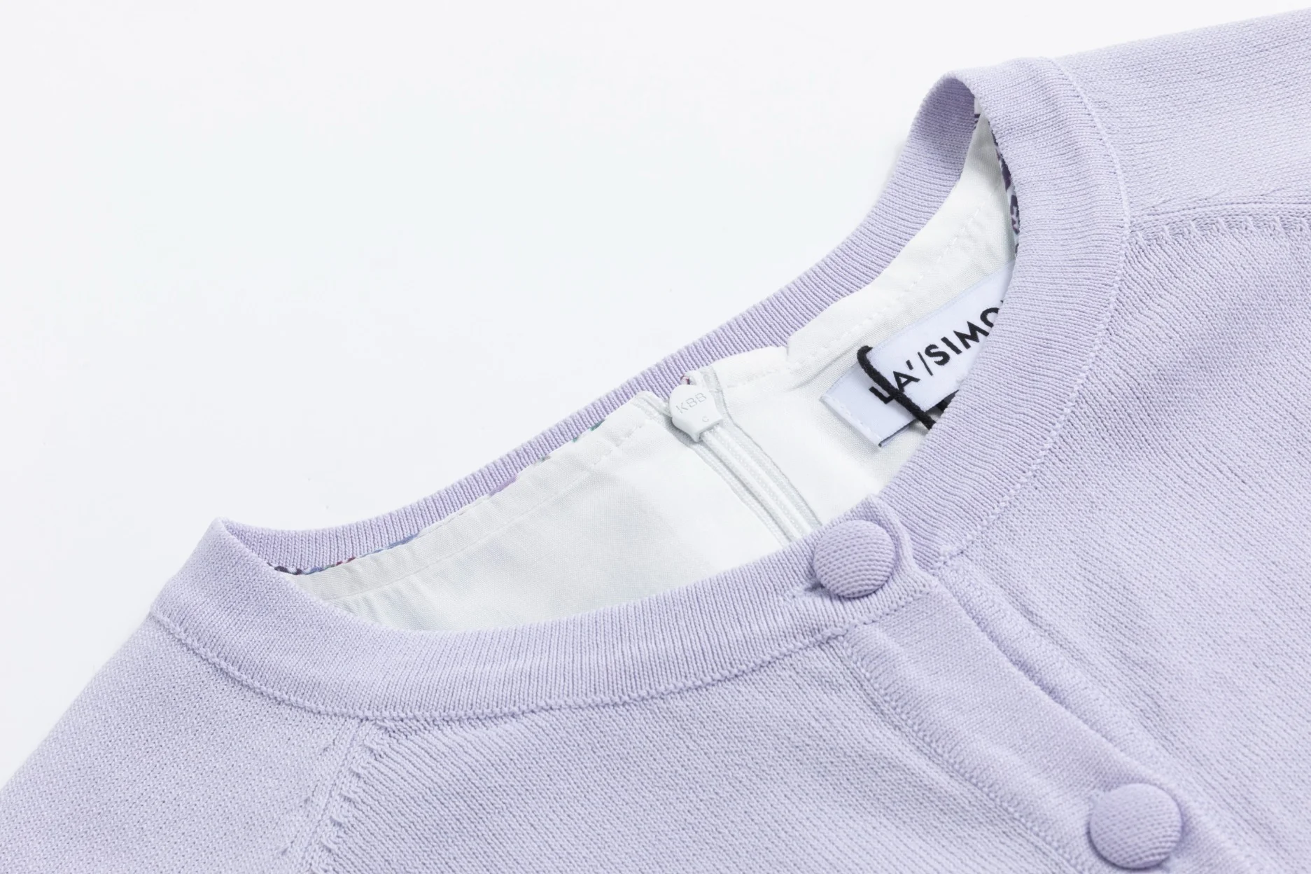 White And Purple Printed Jumper And Purple Knit Overlay - Image 4