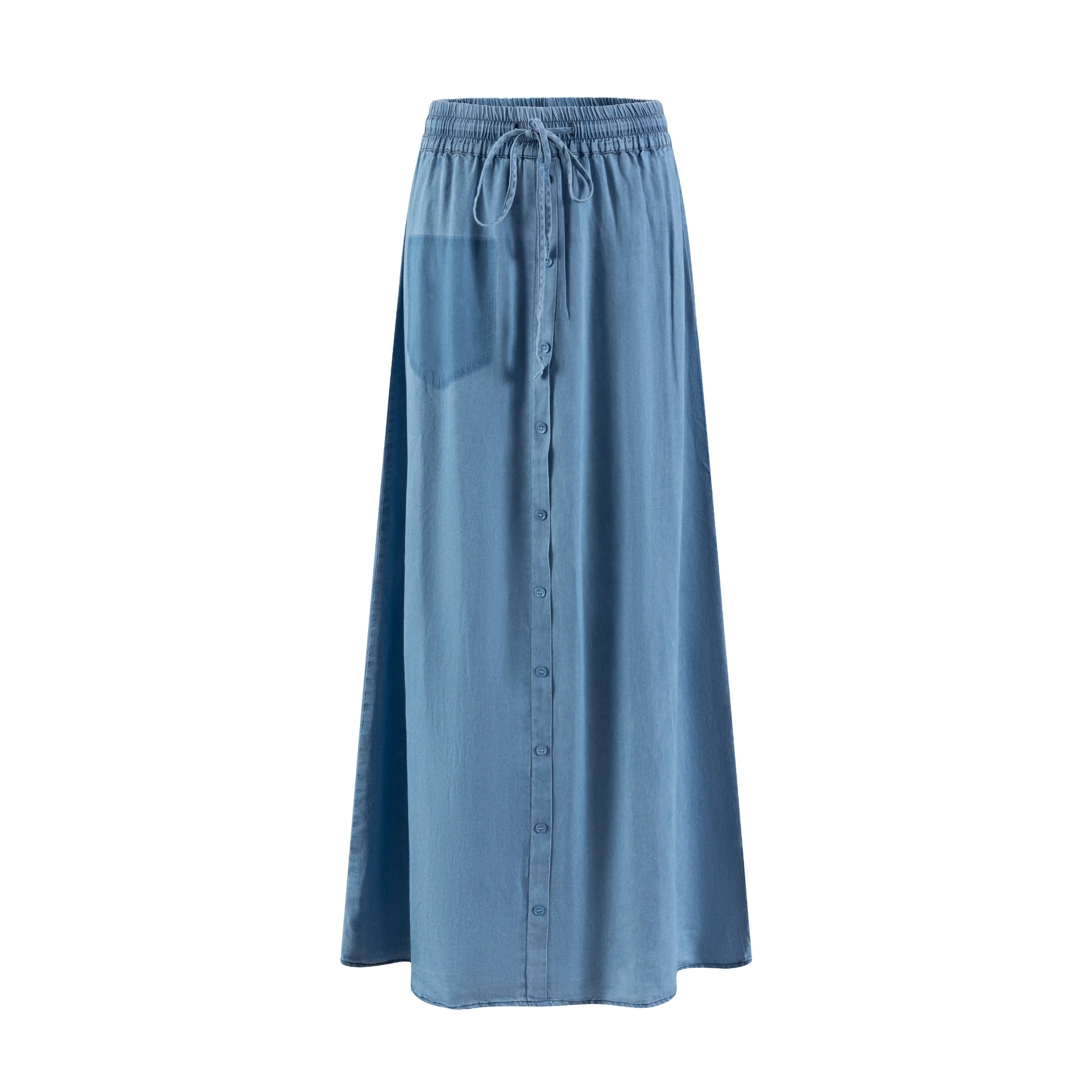Light Blue Denim Smocking Waist Skirt - Image 2