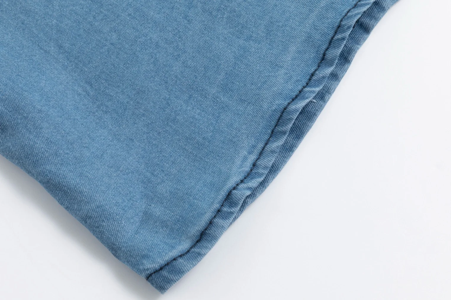 Light Blue Denim Smocking Waist Skirt - Image 6