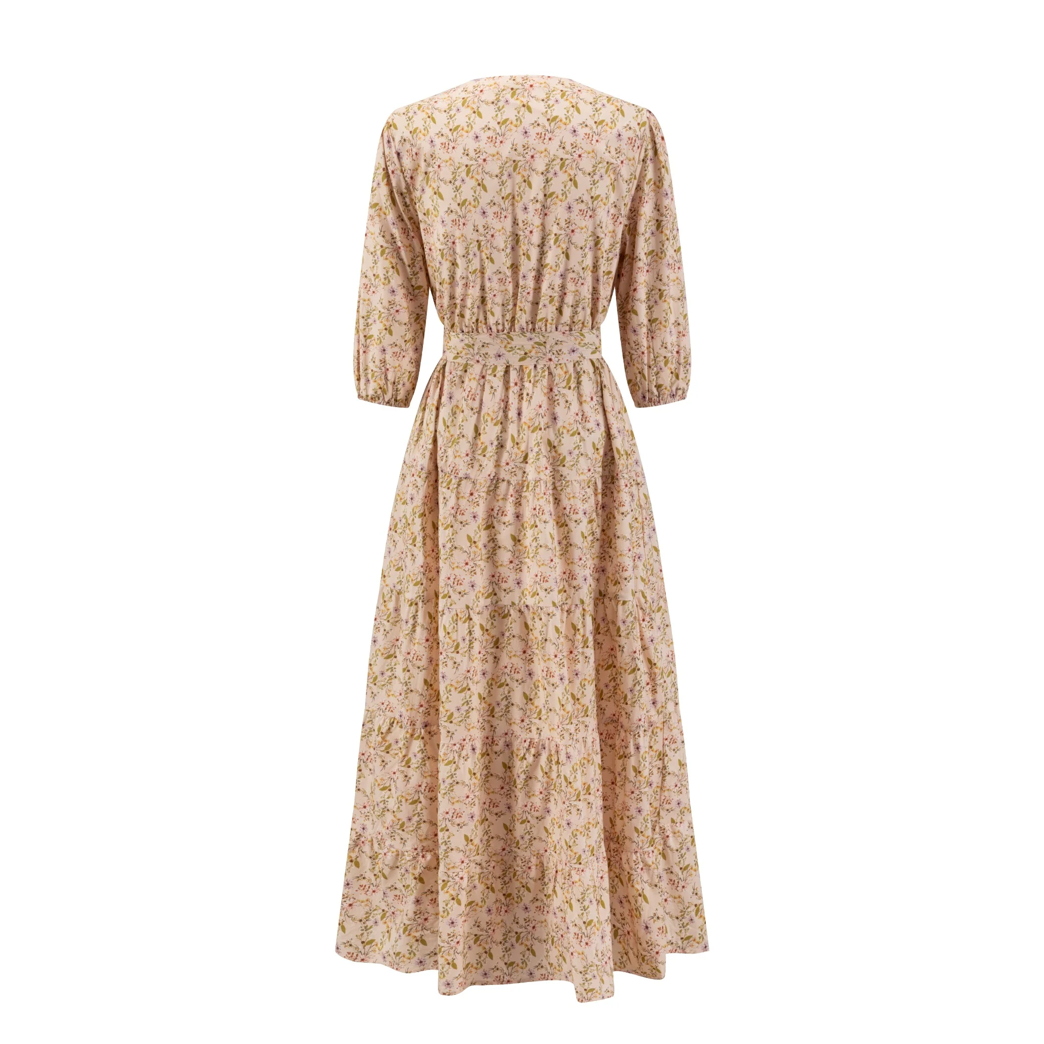 Multicolor Floral Printed Tiered Dress - Image 3