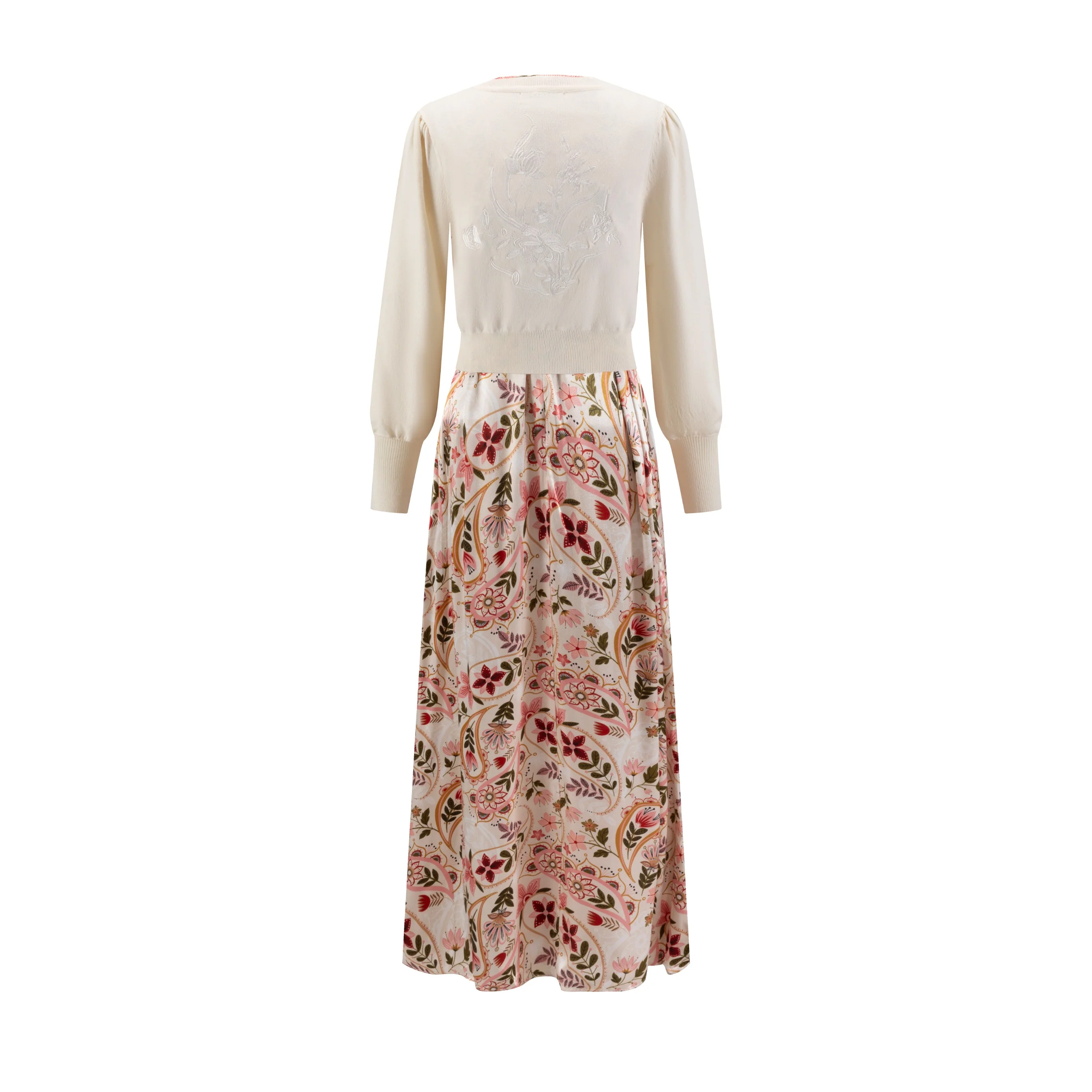 Ivory Knit Overlay & Paisley Flower Printed Jumper - Image 3
