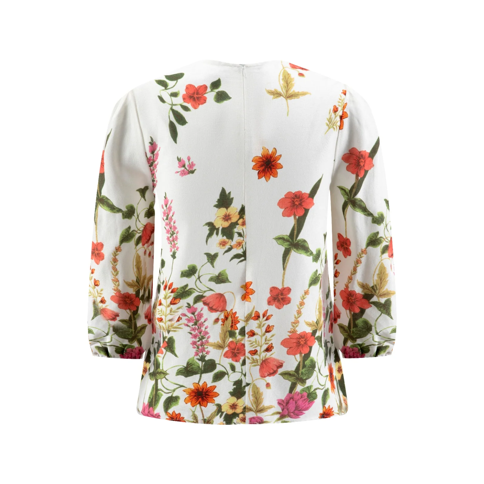 White Multi Printed Top With Elastic Cuff - Image 3
