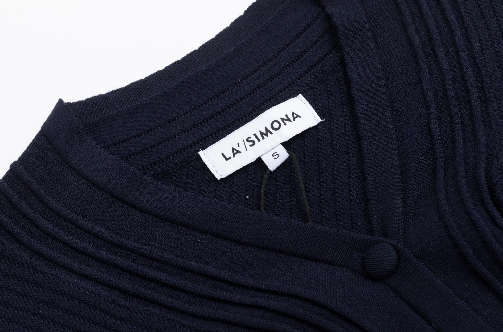 Navy Crochet Detail Knit Cardigan - Image 4