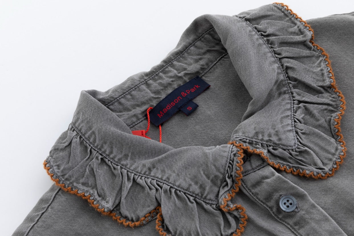 Grey Wash Denim Jumper With Overlay Top - Image 6