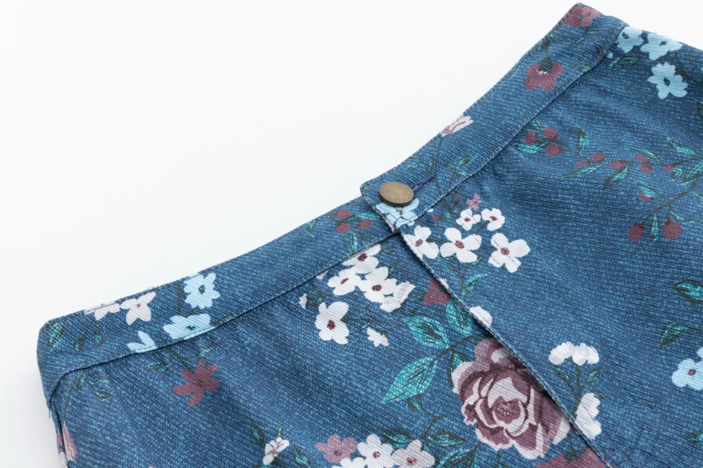 Dark Blue Base Red Flower Printed Skirt - Image 4