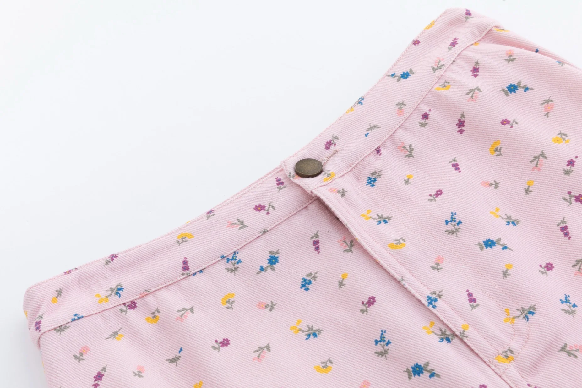Pink Denim Multiflowered Printed Skirt - Image 4