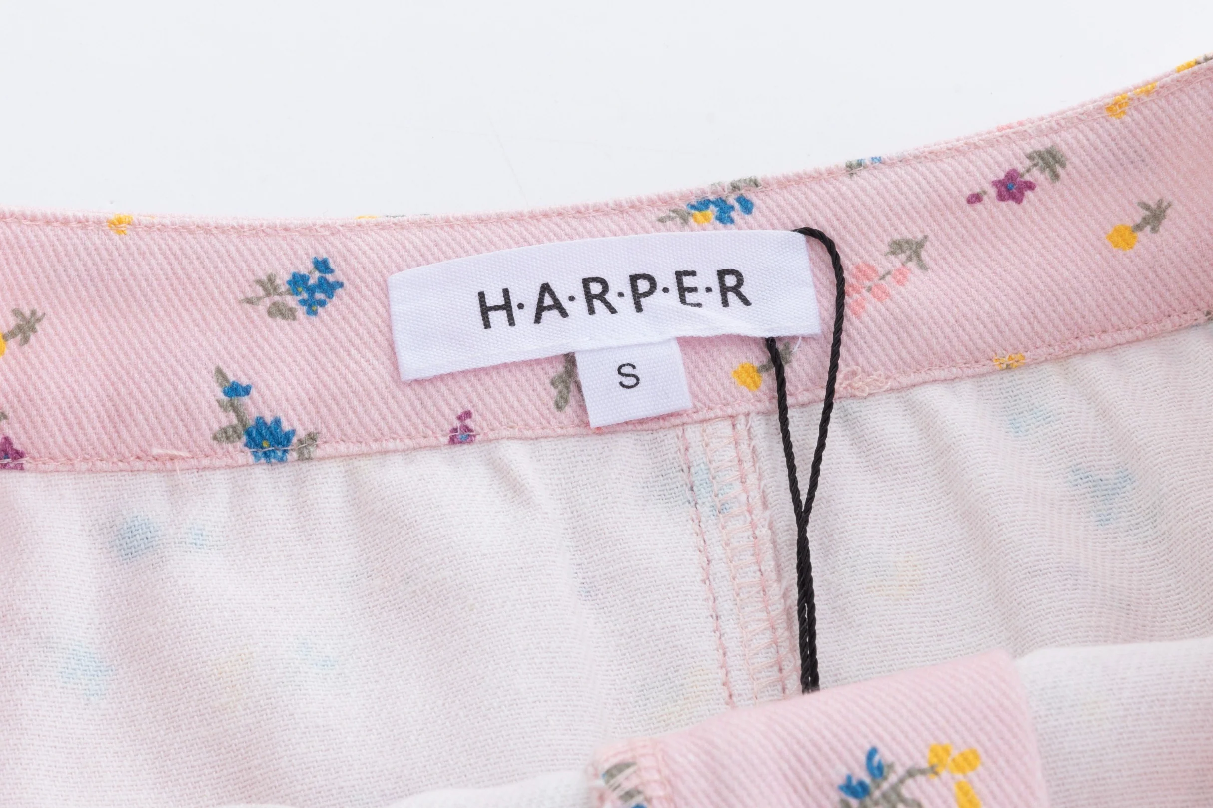 Pink Denim Multiflowered Printed Skirt - Image 7