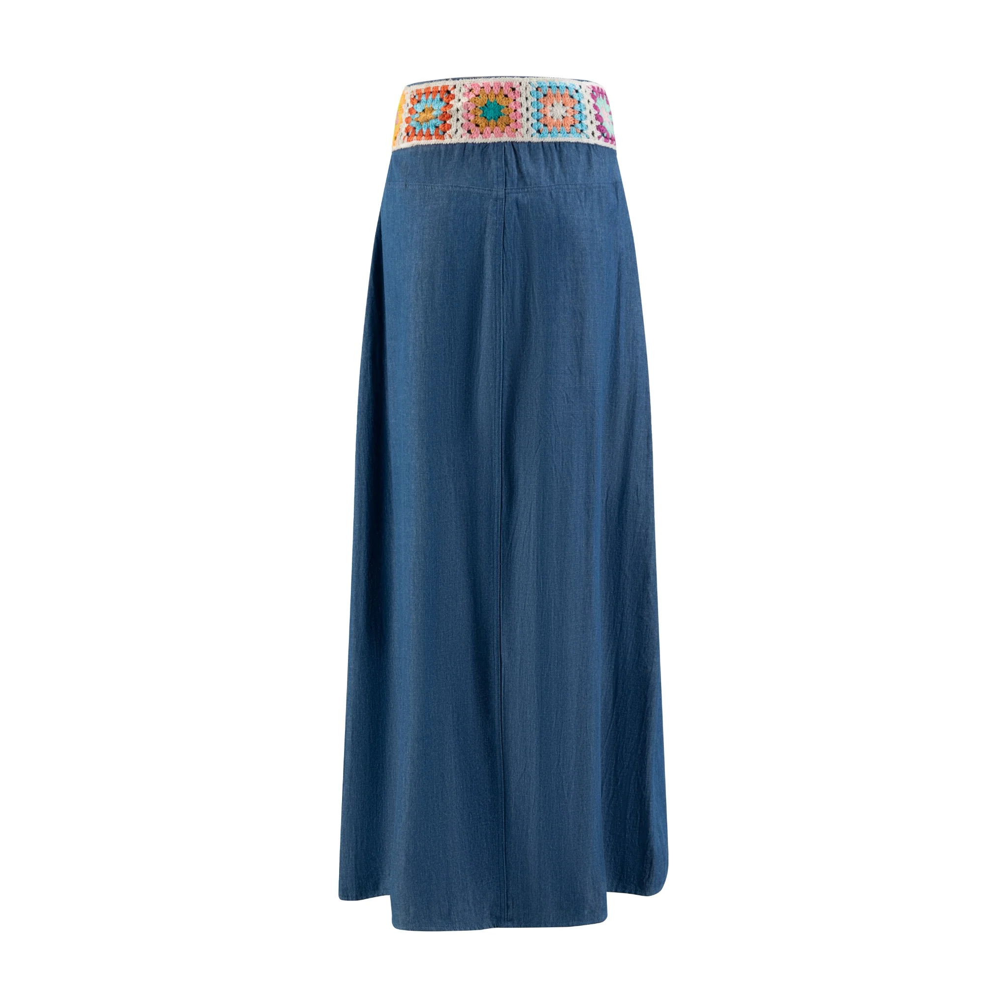 Denim Skirt With Crochet Band - Image 3
