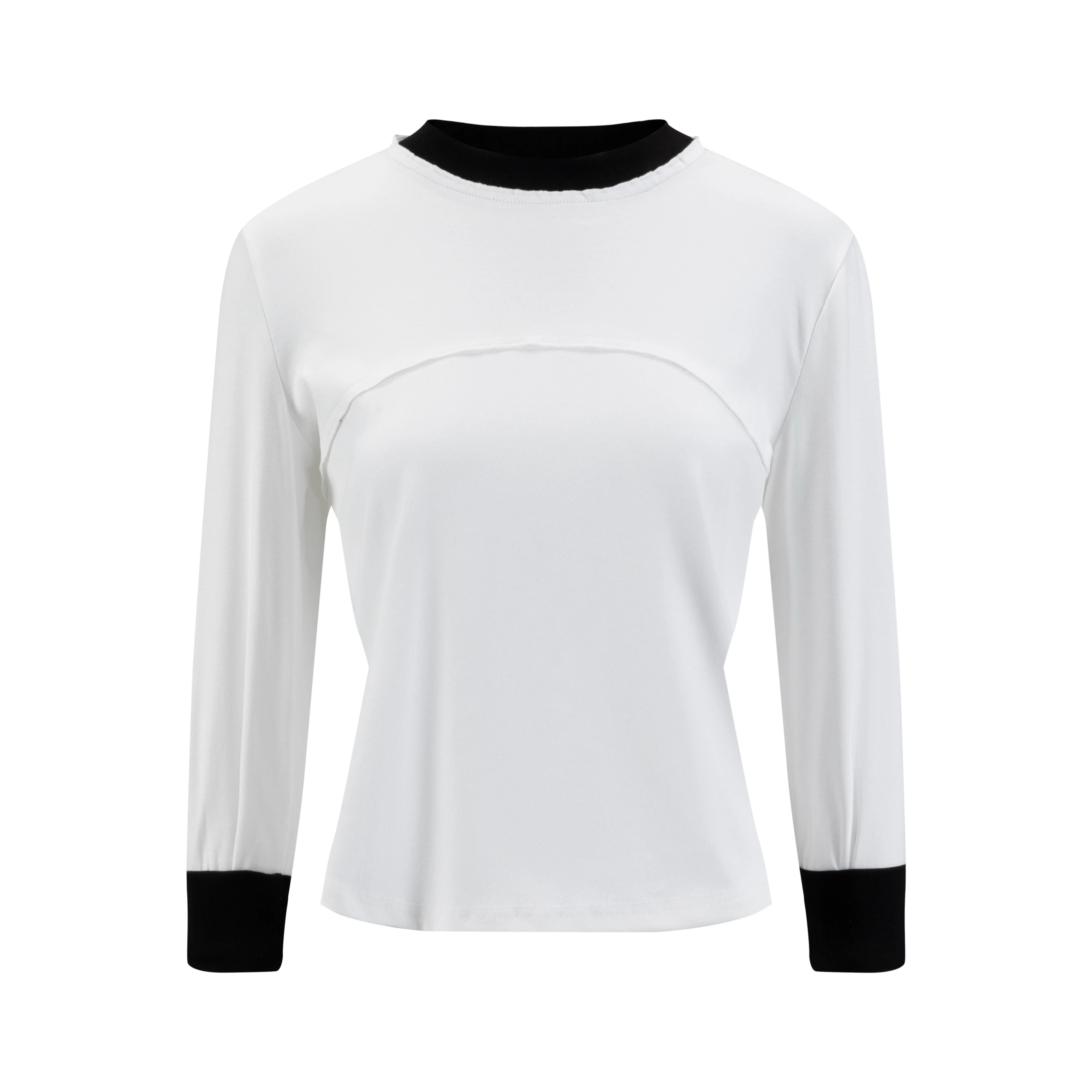 White And Black Color Block T-Shirt - Image 2