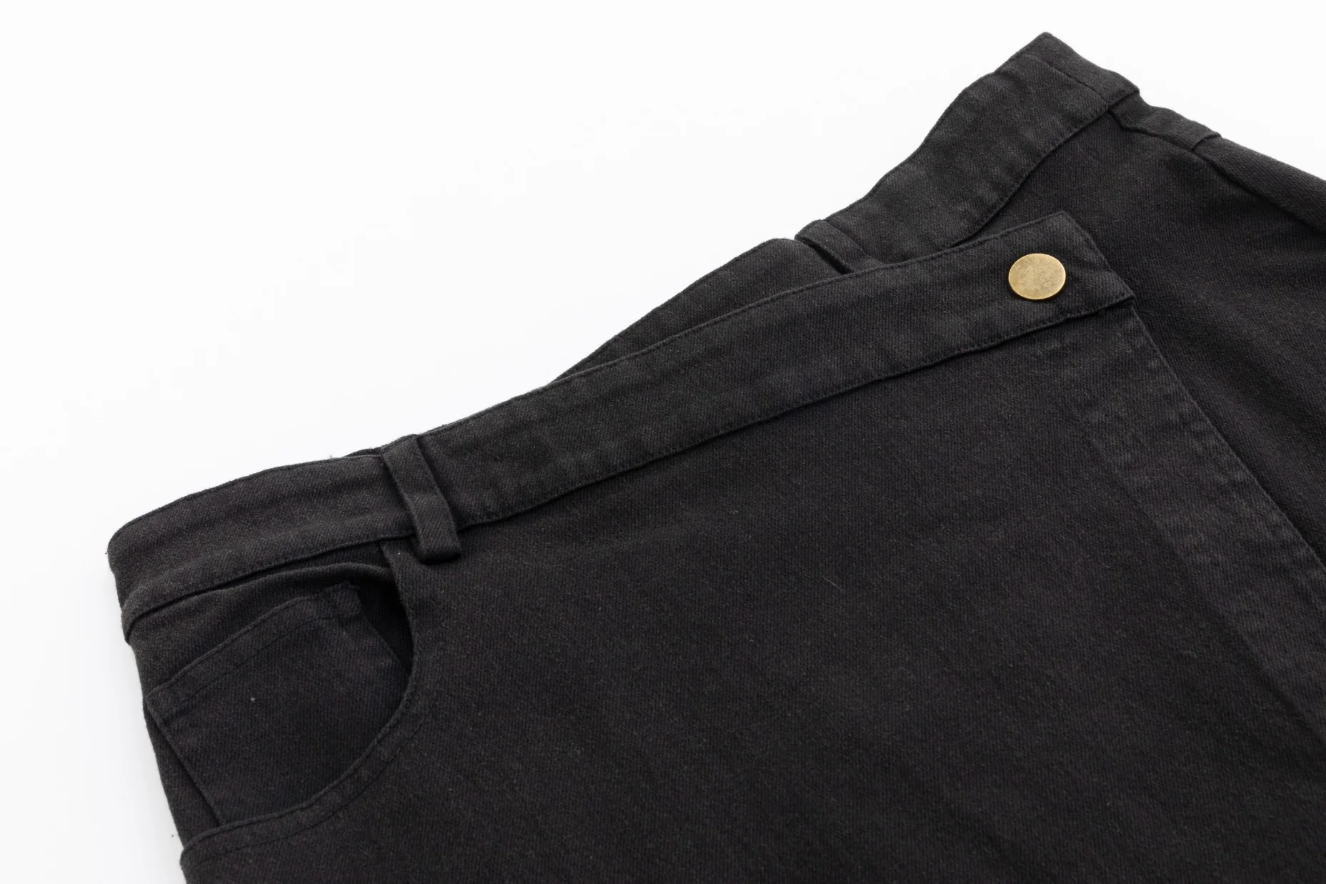 Black Wash Denim Wrap Skirt - Image 4