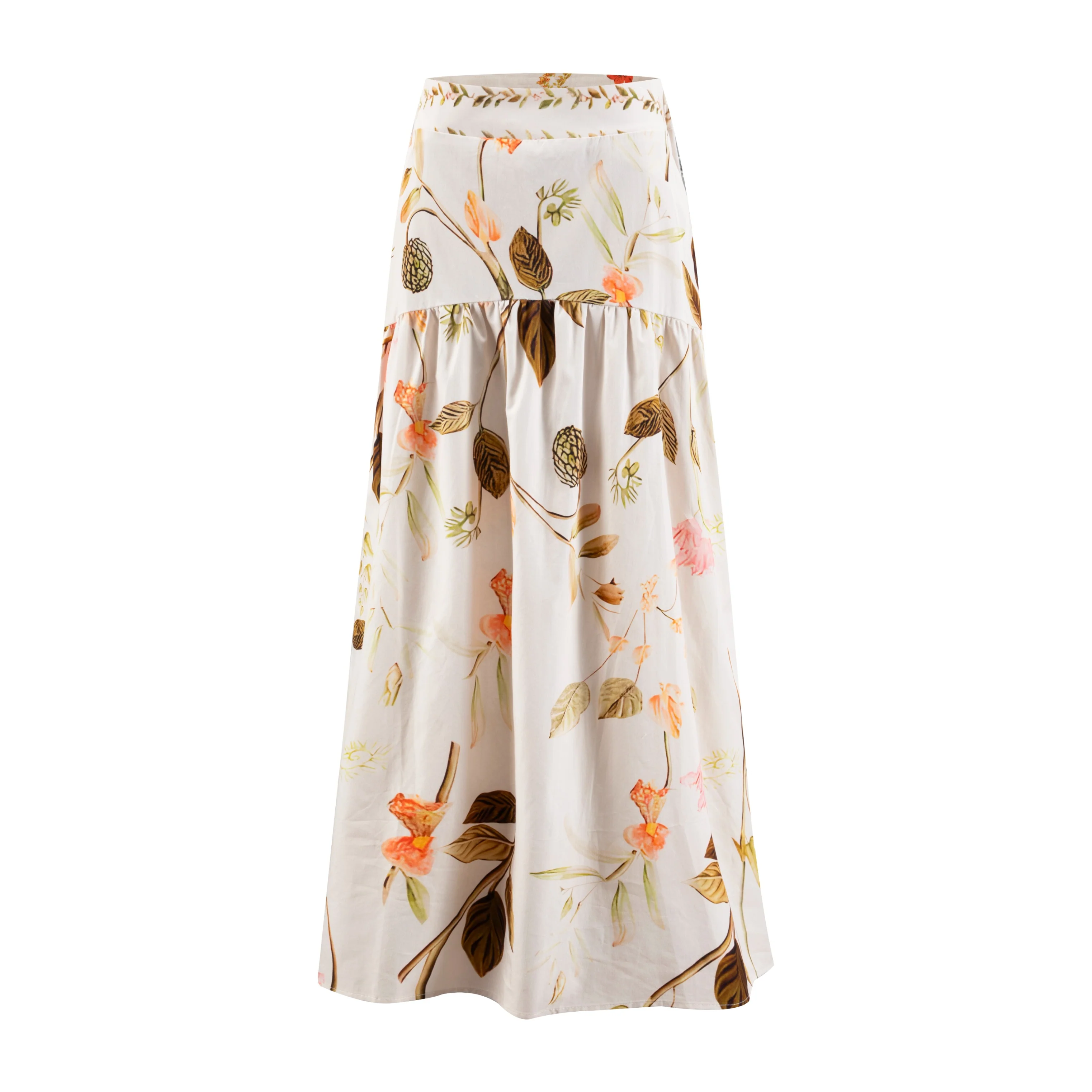 White Base Multicolor Plant Printed York Skirt - Image 3