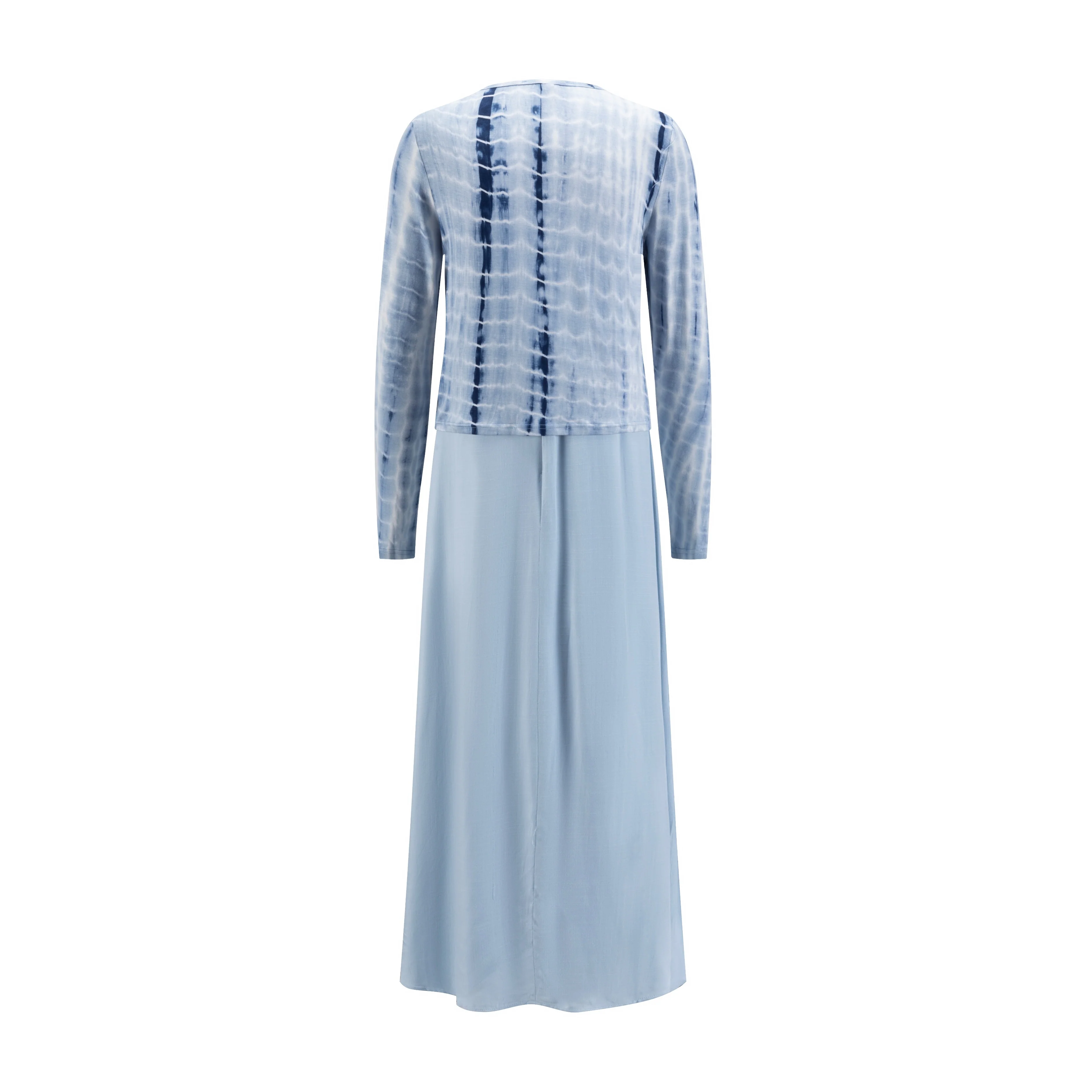 Navy Tie Dye Printed T-Shirt With Denim Slip Dress - Image 3